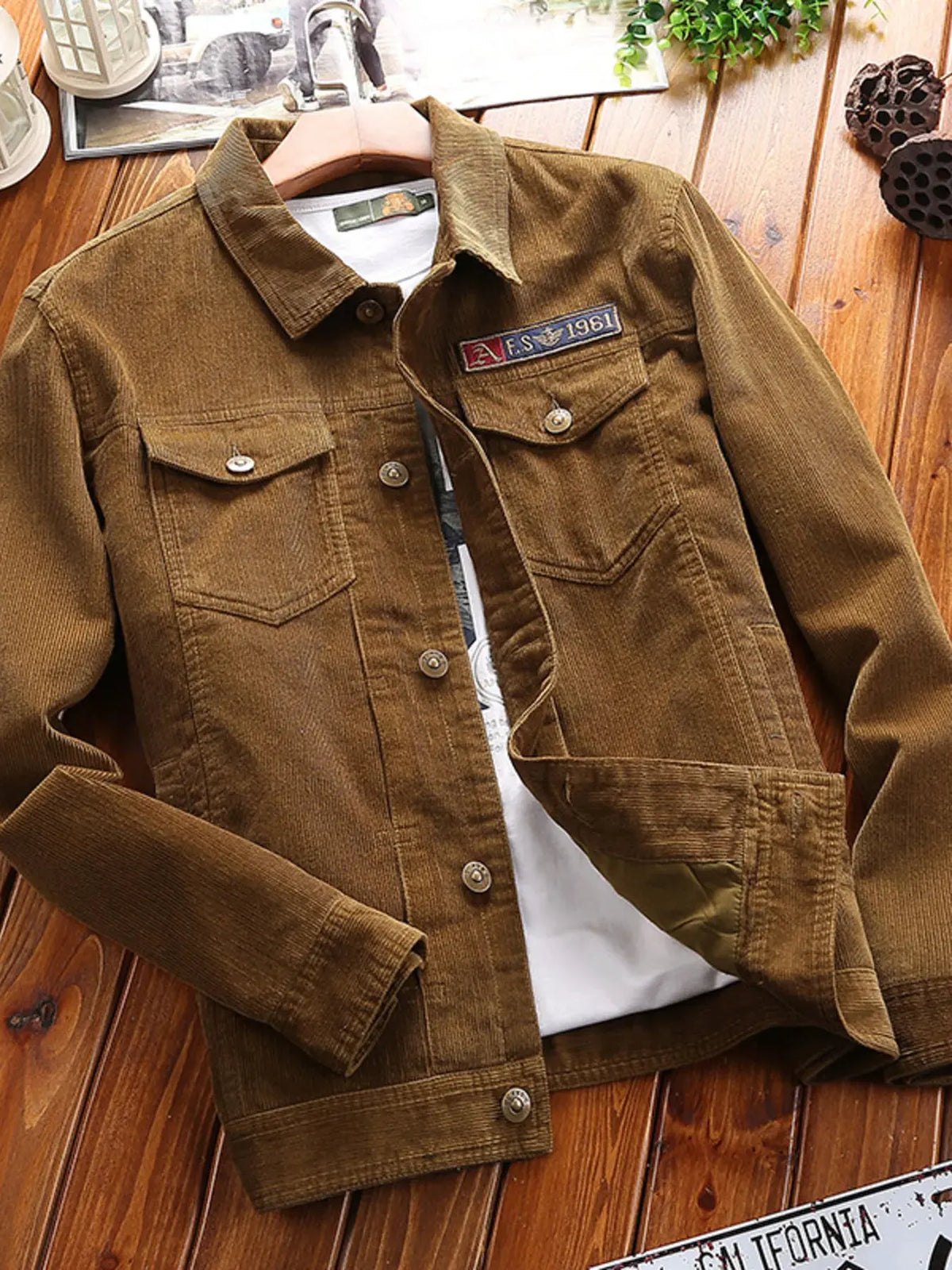 Men's Plus Size Button Up Long Sleeve Jacket by Partner Label