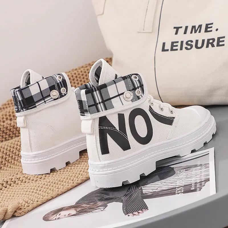 New All-match High-top Girls Canvas Short Boots Women's Shoes by Maiden-Art