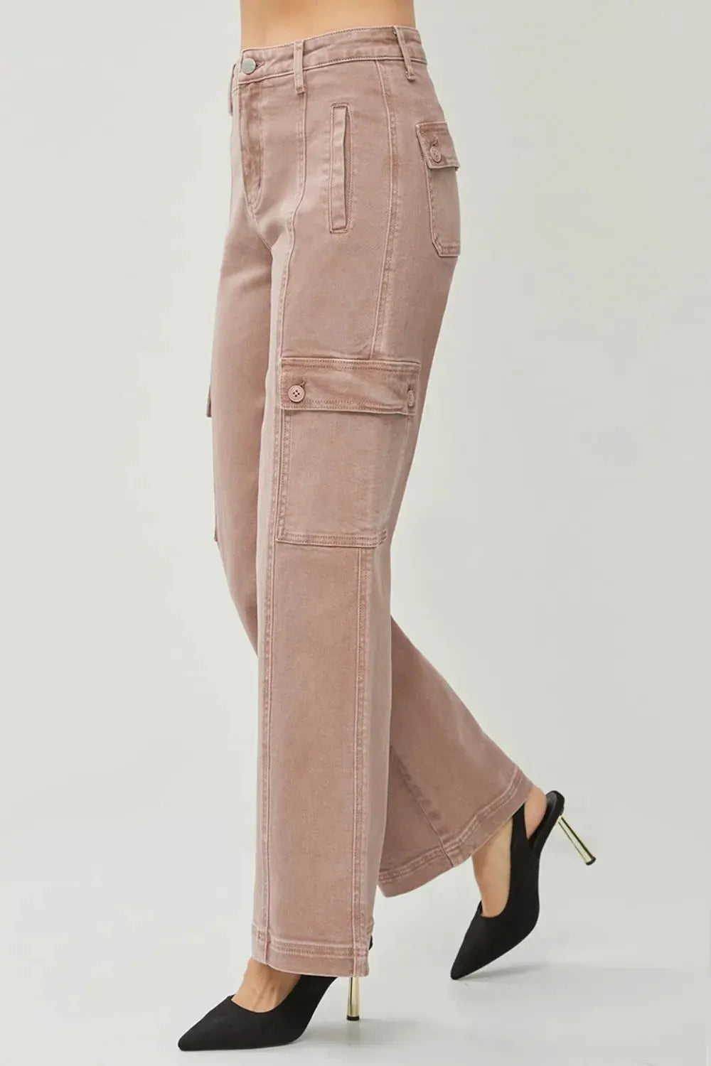 RISEN Full Size High Rise Wide Leg Cargo Jeans by RISEN