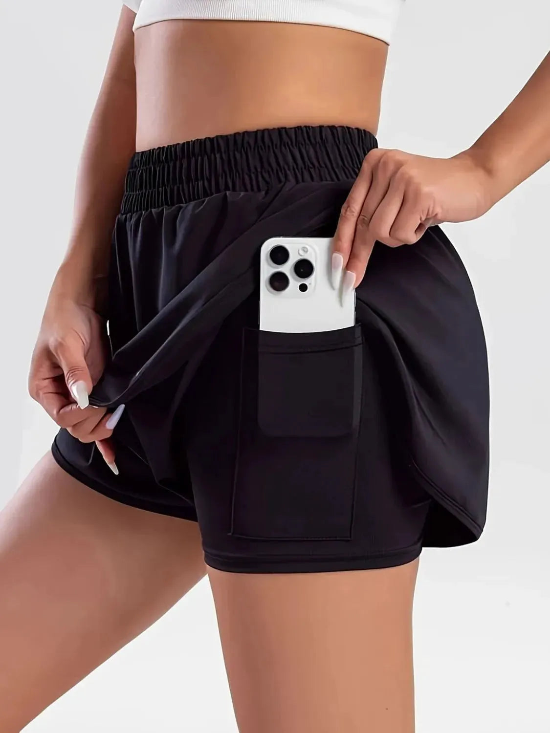 Pocketed High Waist Active Shorts by Partner Label