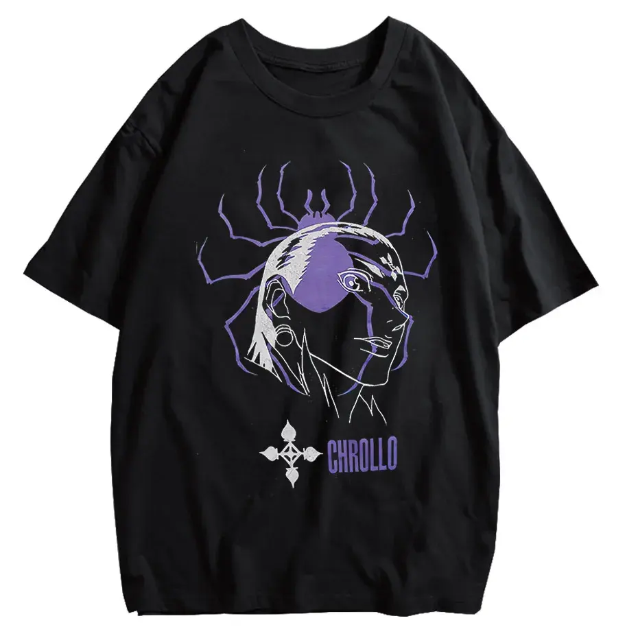 Vintage Washed Hunter x Hunter Chrollo Phantom Troupe Anime T-Shirt Men Harajuku Tee by Vimost Shop