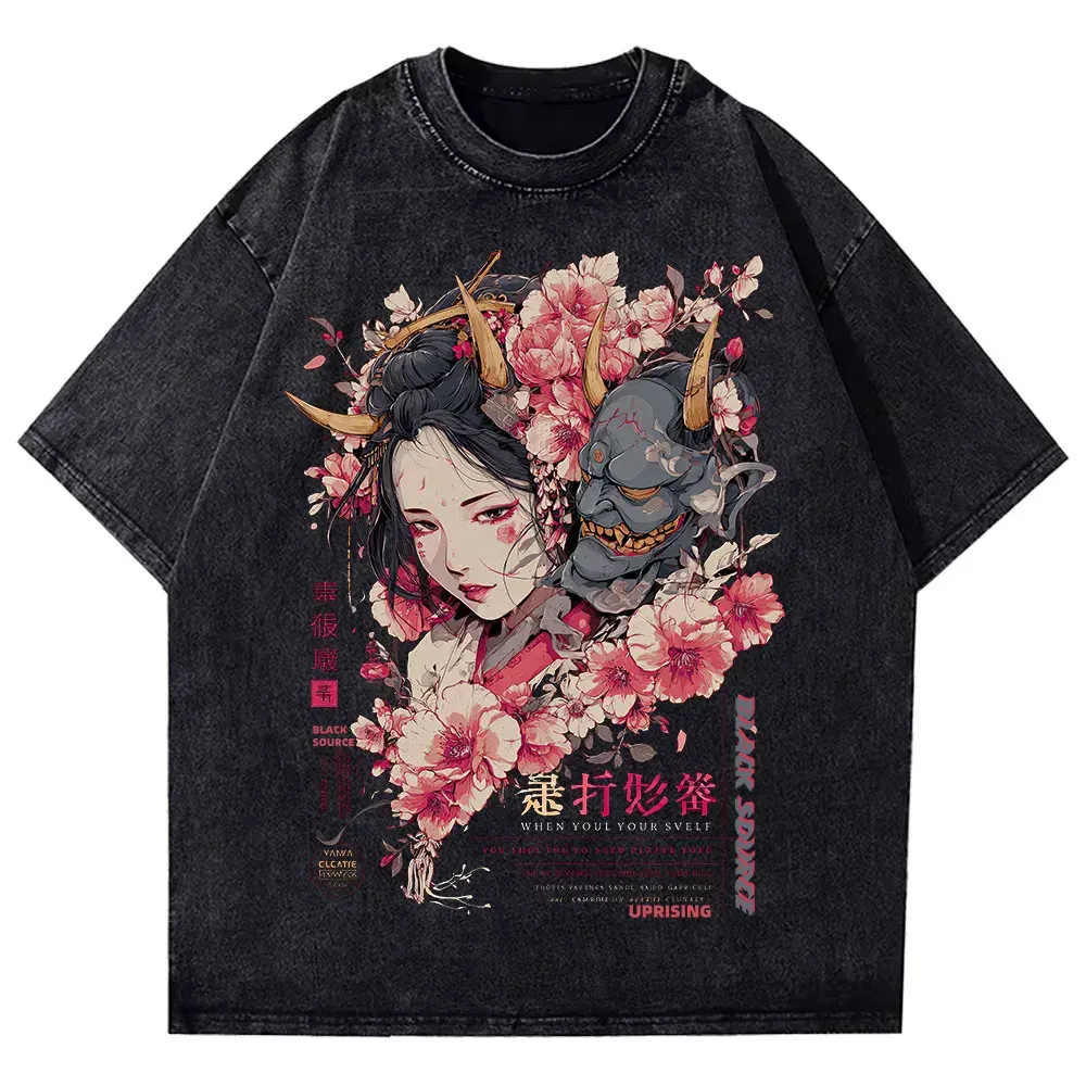 Anime Dragon Floral Graphic T Shirt Unisex Cotton Tee by Vimost Shop