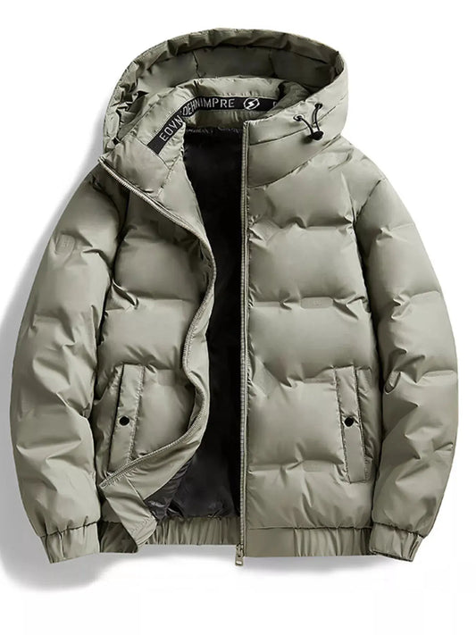 Men's Plus Size Hooded Padded Puffer Jacket by Partner Label