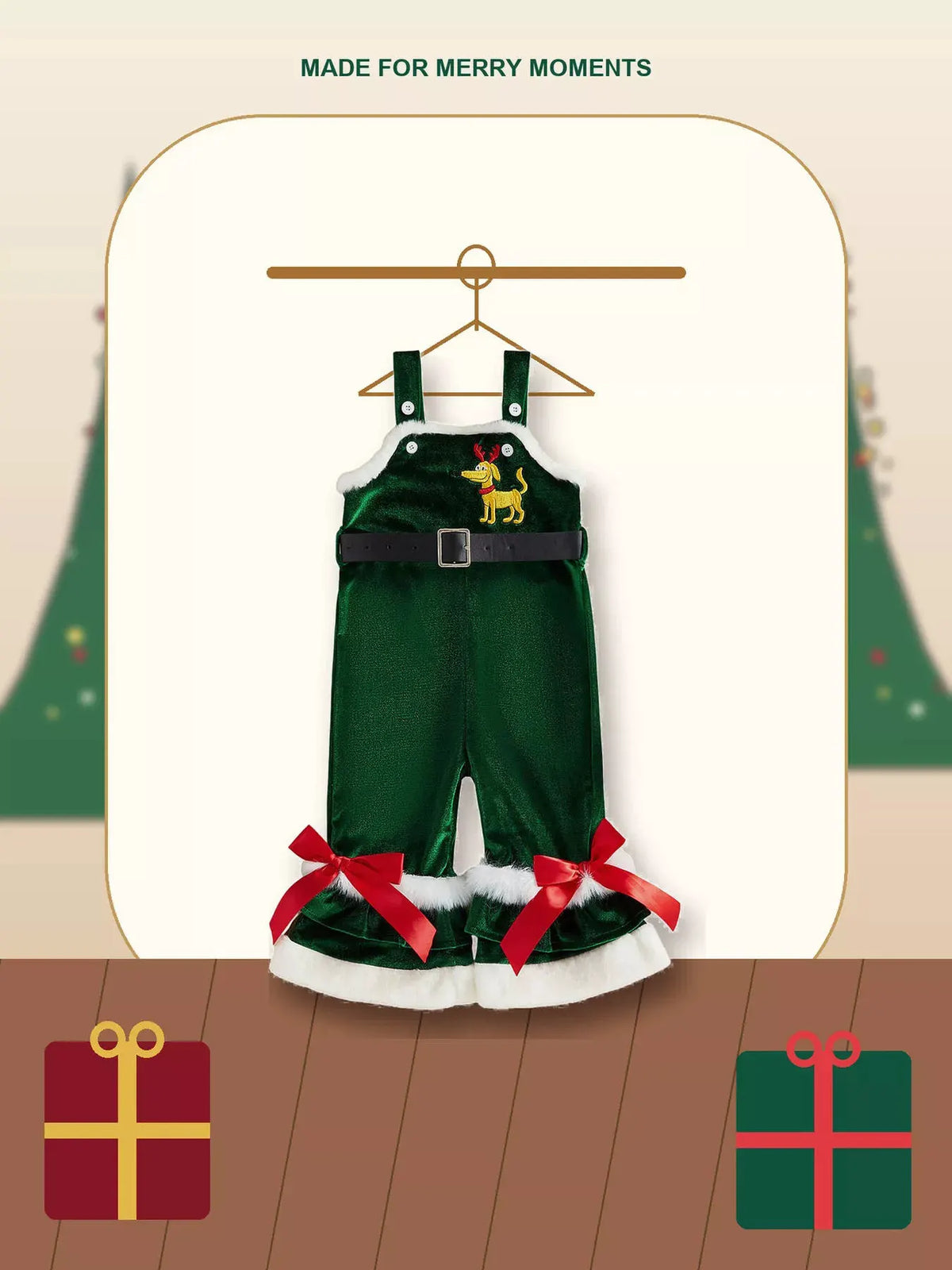 Children's Santa Baby Velvet Christmas Overalls by Trendsi