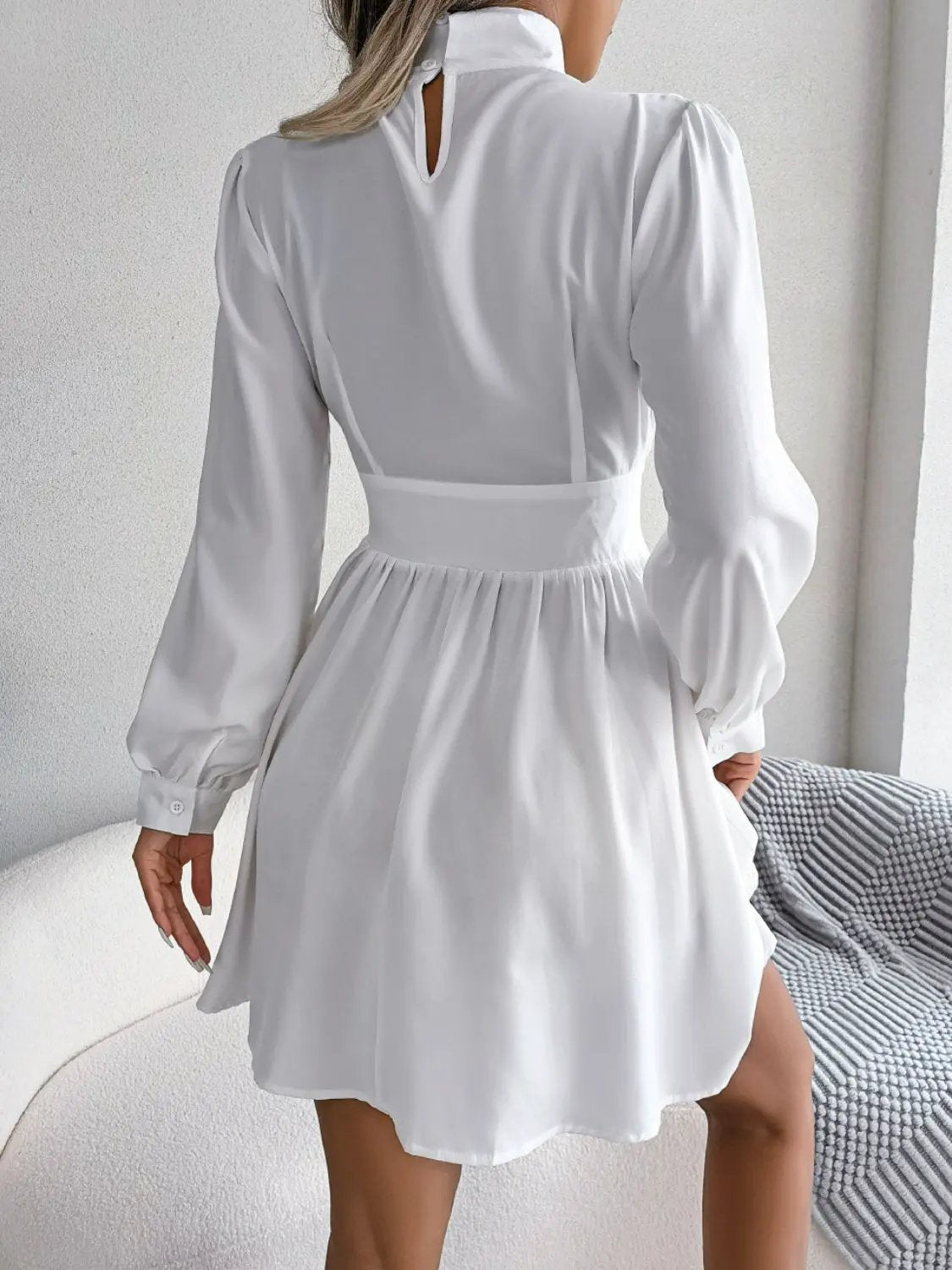 Cutout Turtleneck A-Line Mini Dress by Partner Label