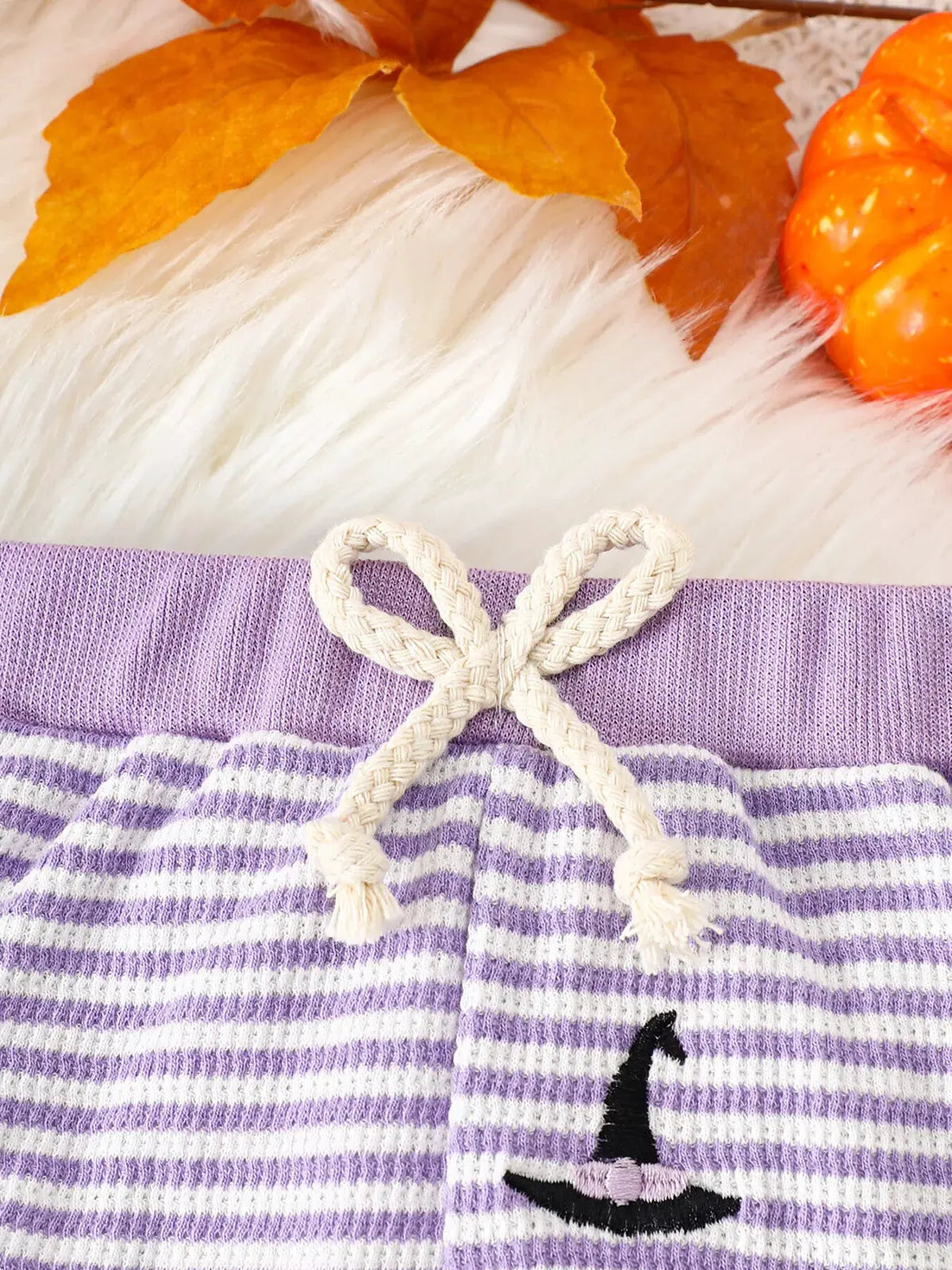Children's Halloween Pumpkin Striped Long Sleeve Pajama Set by Trendsi