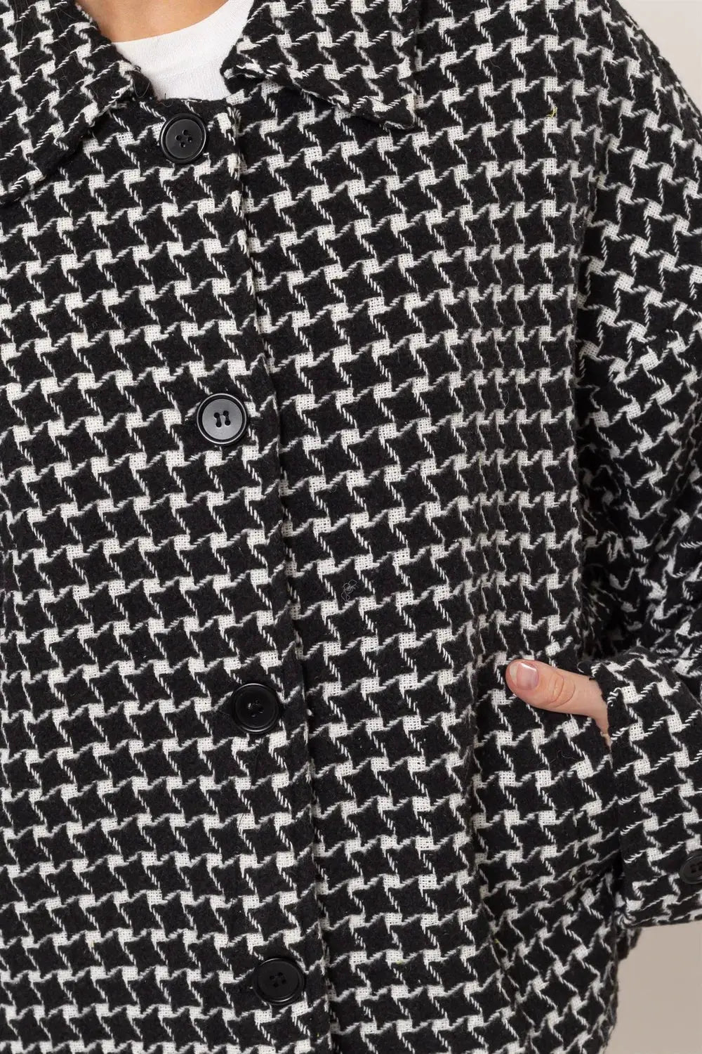 HYFVE Tweed Plaid Button Up Collared Neck Jacket by HYFVE