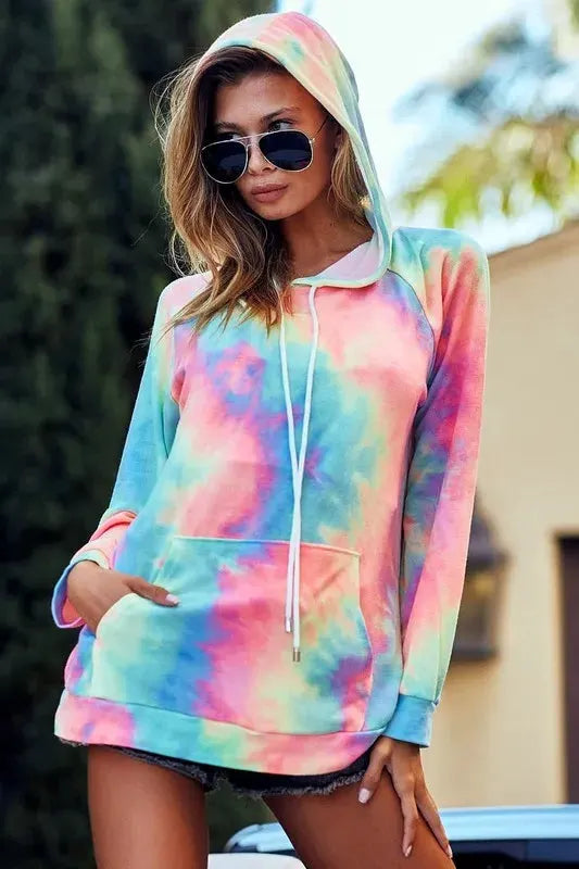 BiBi Tie Dye French Terry Hoodie with Kangaroo Pocket by BiBi