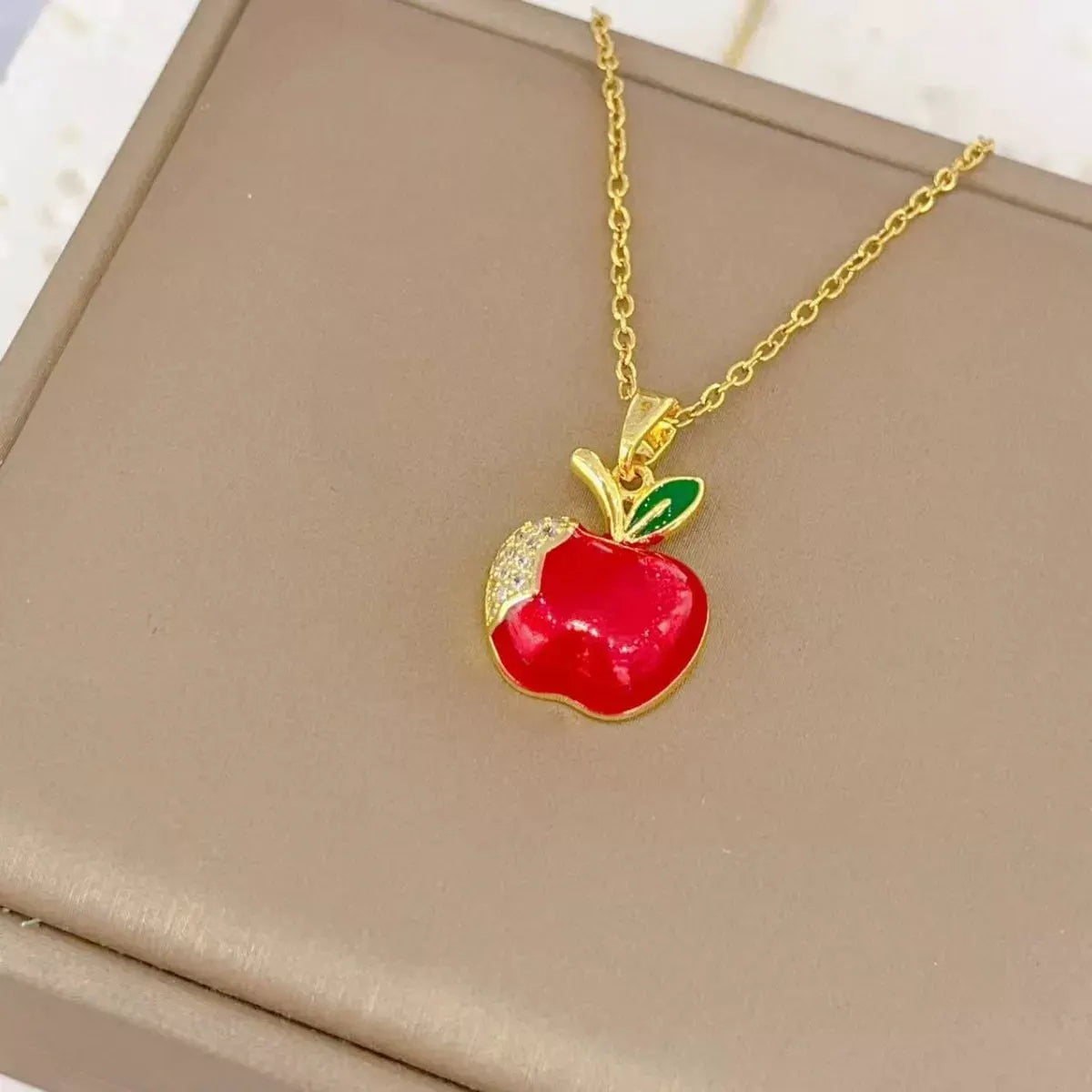 18K Gold-Plated Apple Necklace by Partner Labels