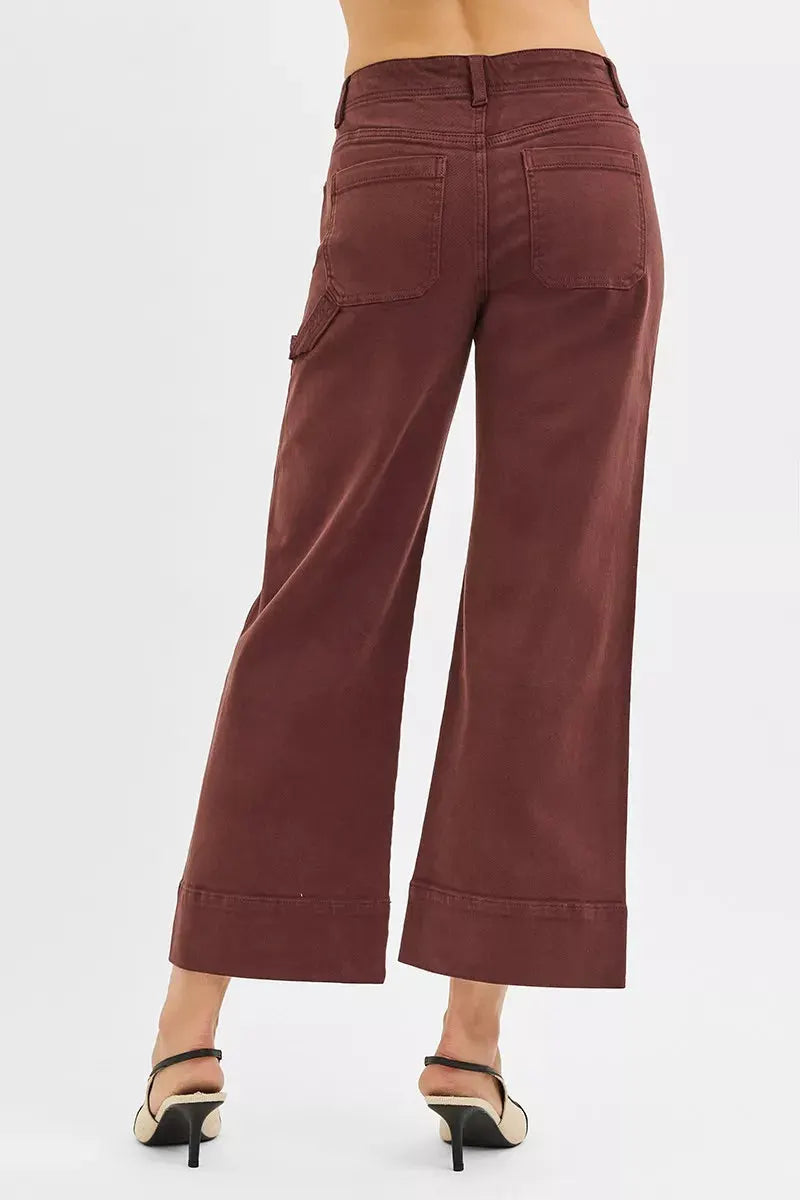 RISEN Tummy Control High Rise Crop Wide No Waist Band Pants by RISEN