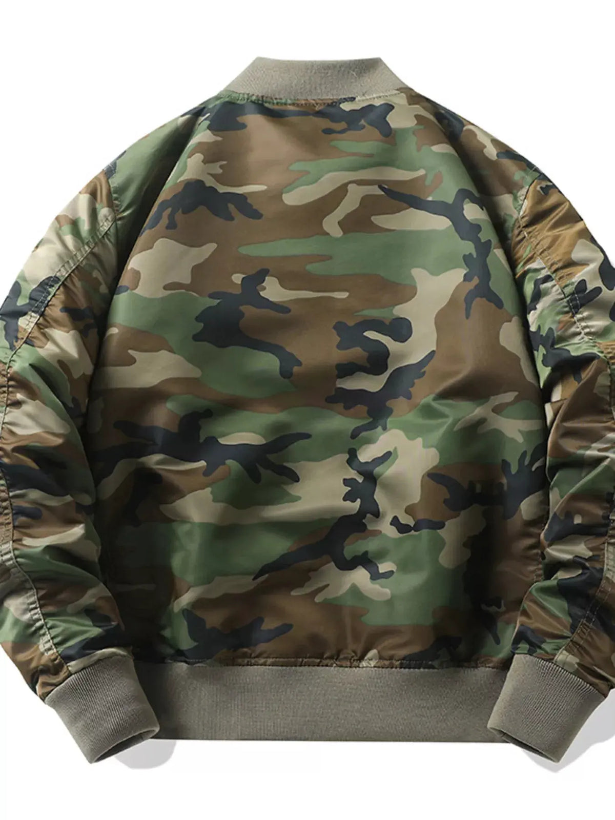 Men's Plus Size Camouflage Zip Up Bomber Jacket by Trendsi