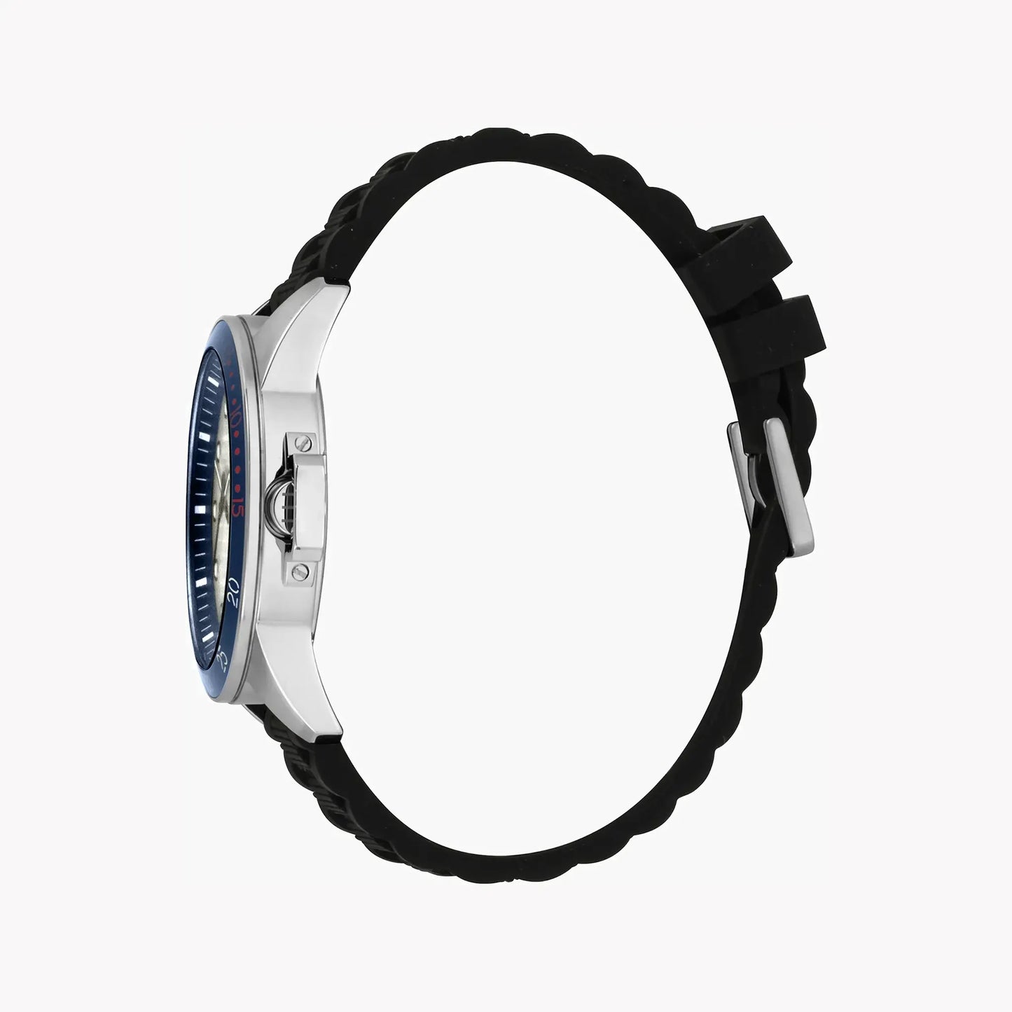 Esprit Men's Silver Dial Watch, Black Rubber Band | Es1g101m0055 by ESPRIT