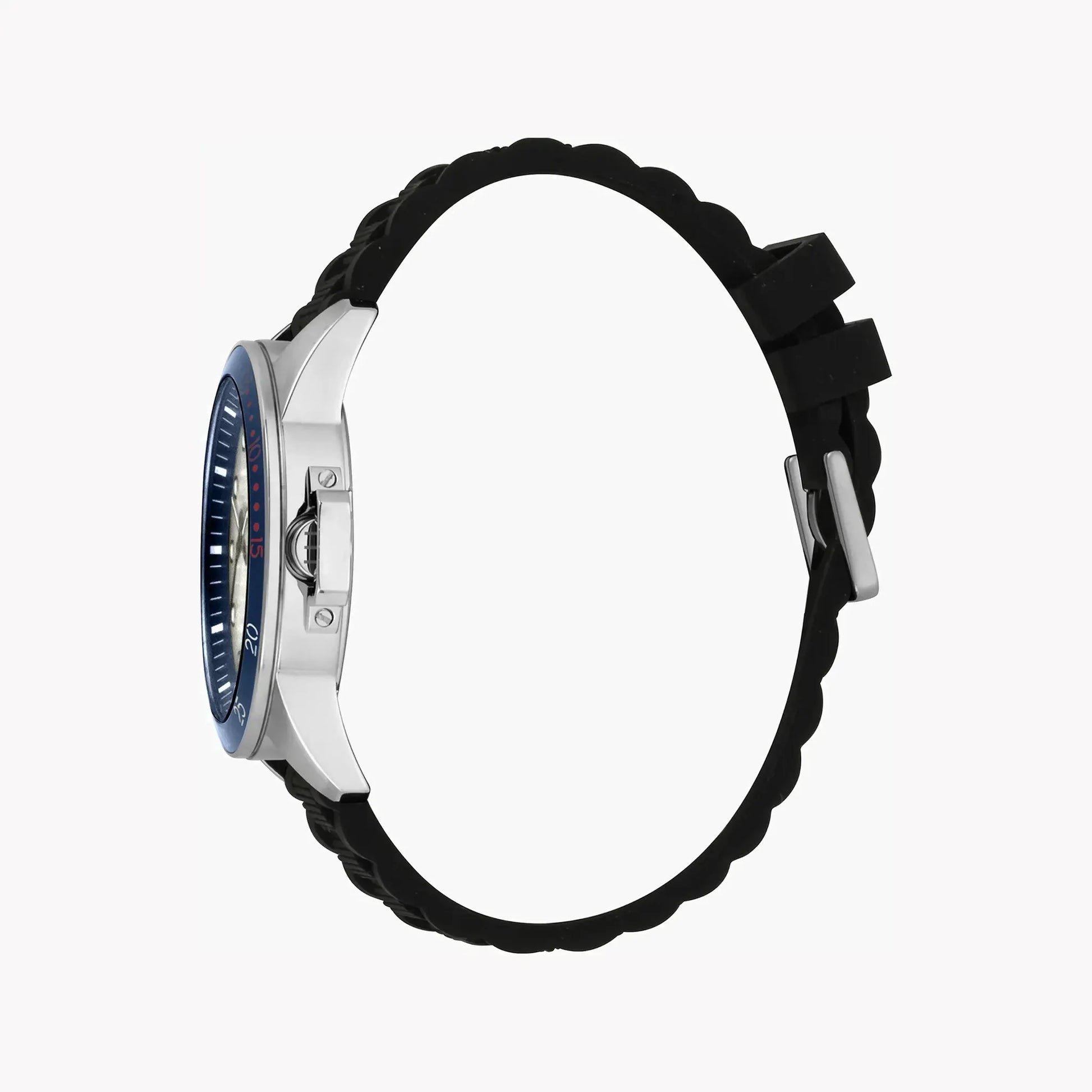 Esprit Men's Silver Dial Watch, Black Rubber Band | Es1g101m0055 by ESPRIT