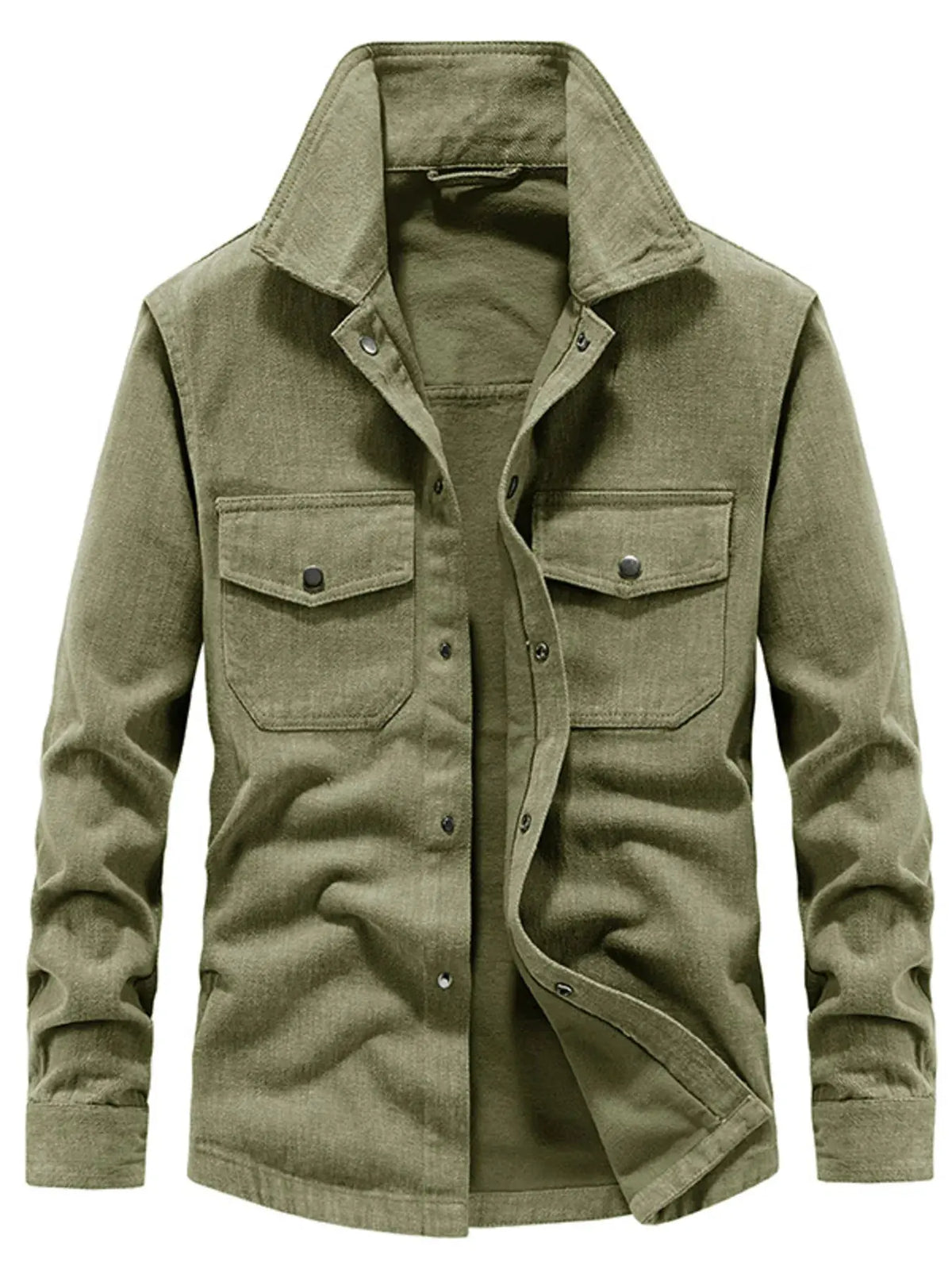 Men's Plus Size Dual Chest Pockets Shacket by Trendsi