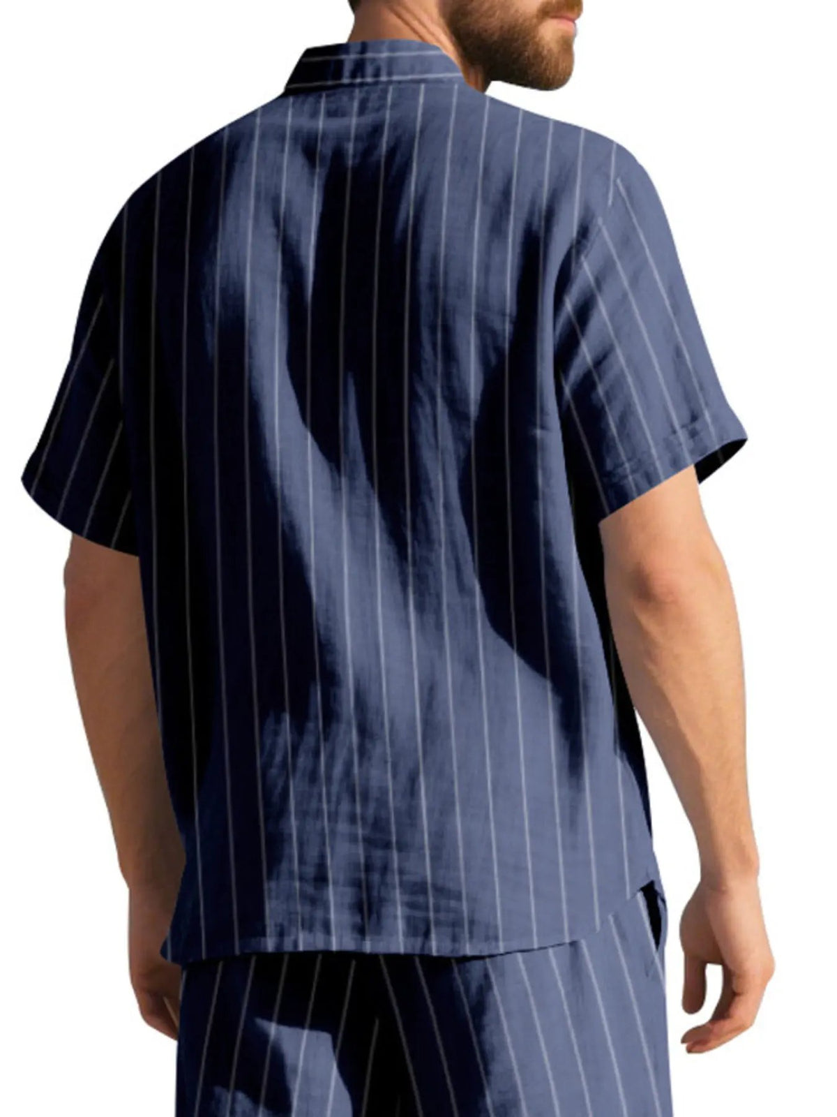 Men's Full Size Casual Striped Short Sleeve Shirt Plus Size by Trendsi