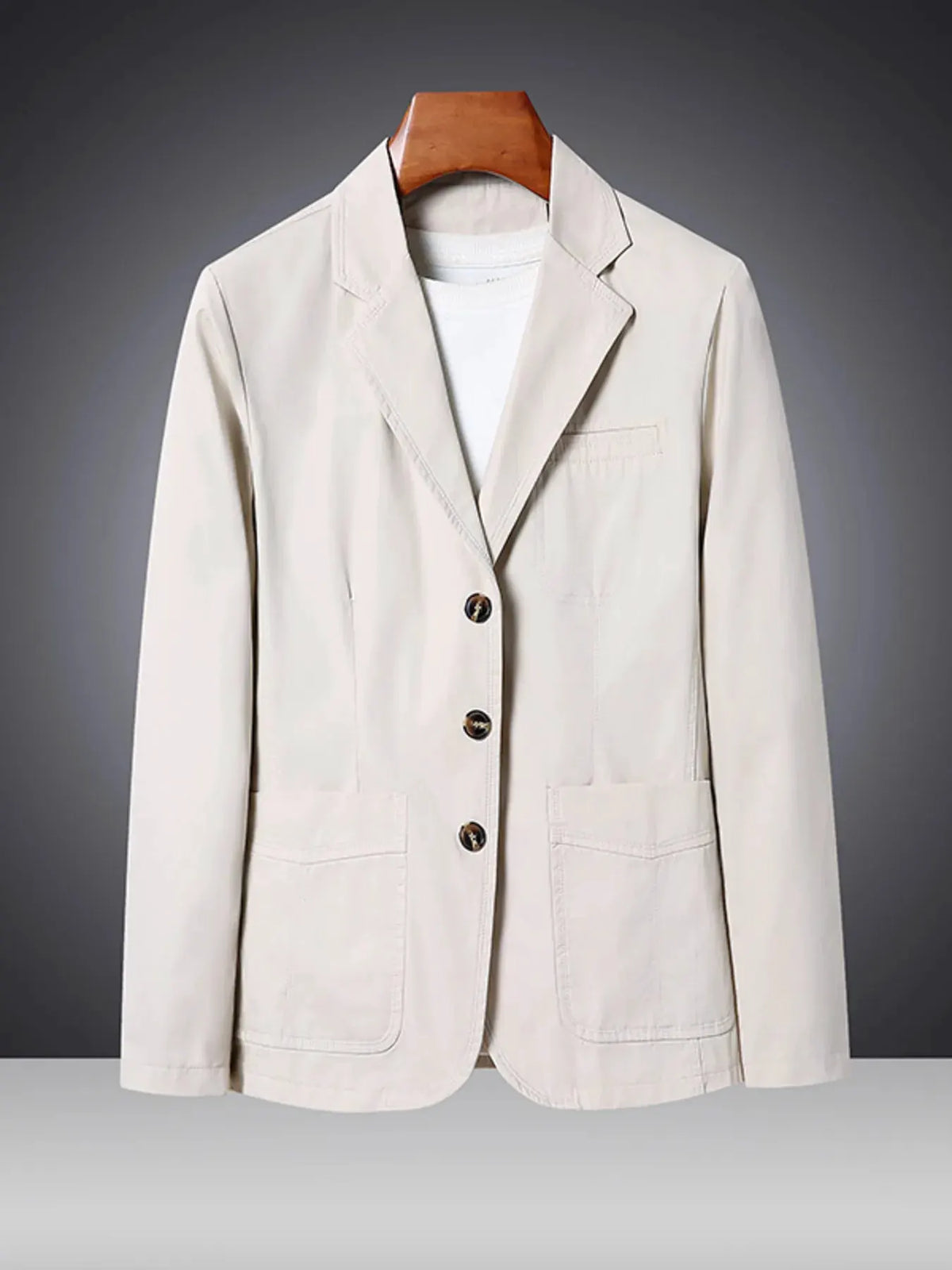 Men's Plus Size Lapel Collar Long Sleeve Blazer by Trendsi