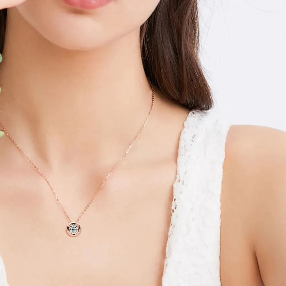1 Carat Moissanite 925 Sterling Silver Necklace by Partnel Label