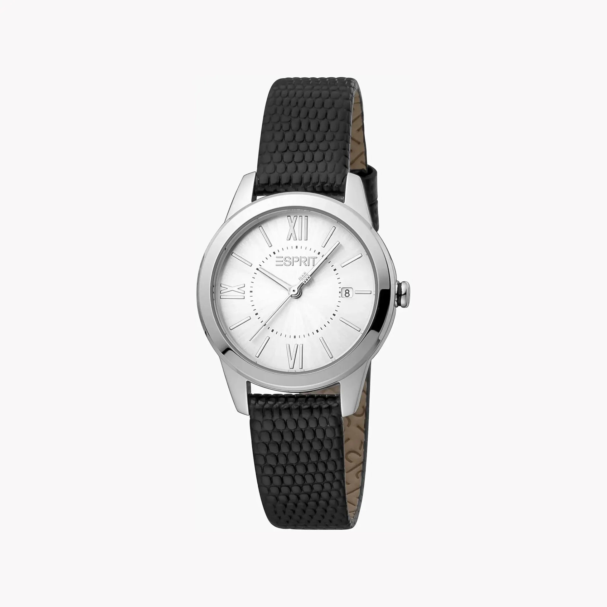 Esprit Women's Black Leather Watch, Silver Dial | ES1L239L1015 by ESPRIT