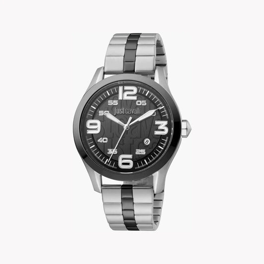 Just Cavalli Men's Silver & Black Watch, Black Dial | Jc1g108m0075 by JUST CAVALLI