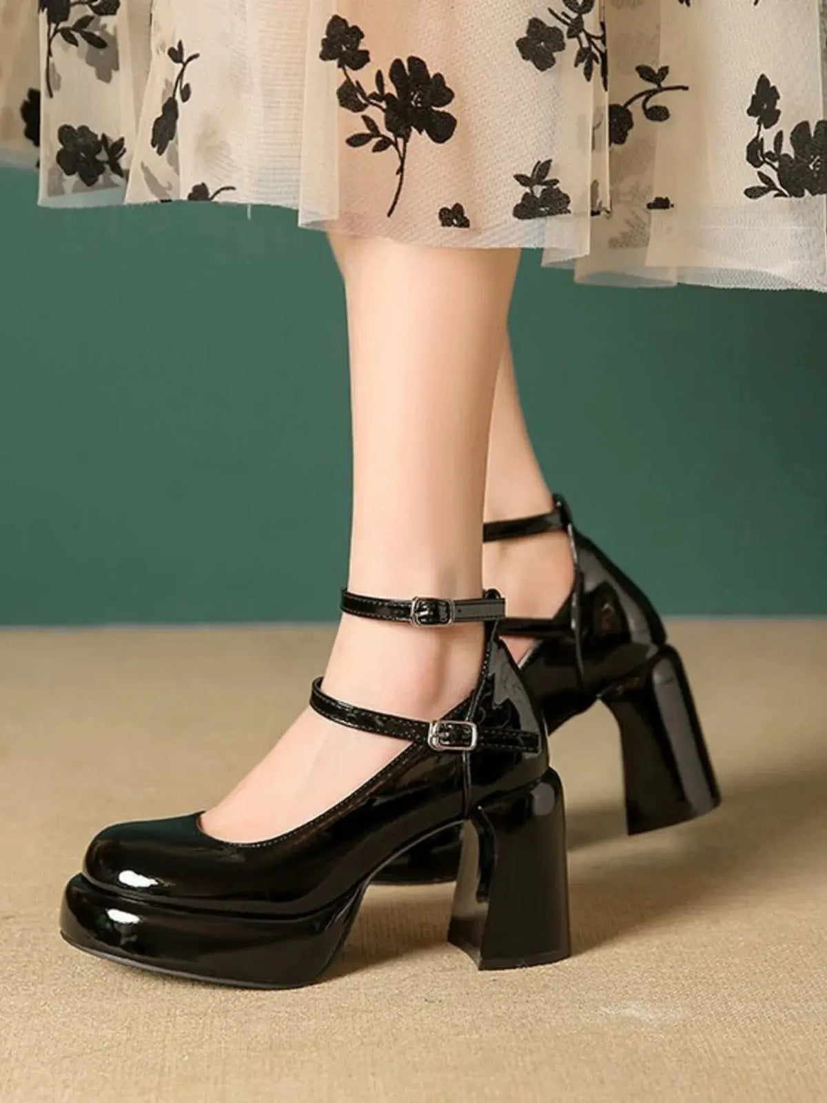 Patent Leather Mary Jane Platform Pumps by Partner Label