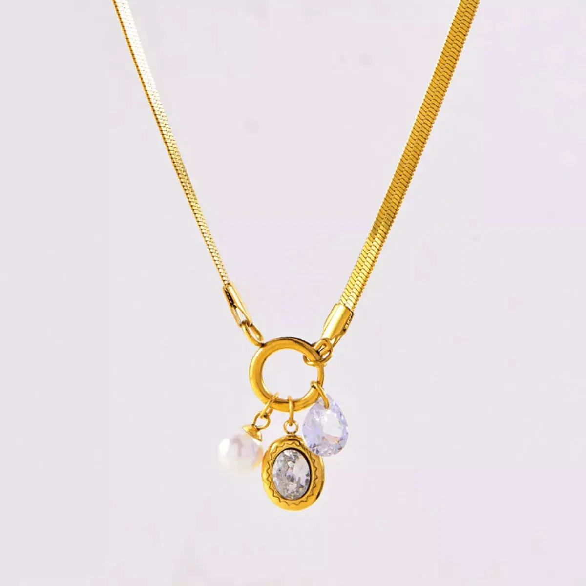 18K Gold-Plated Herringbone Chain Necklace by Partner Label