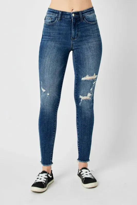 Judy Blue Full Size High Waist Distressed Skinny Jeans by Judy Blue