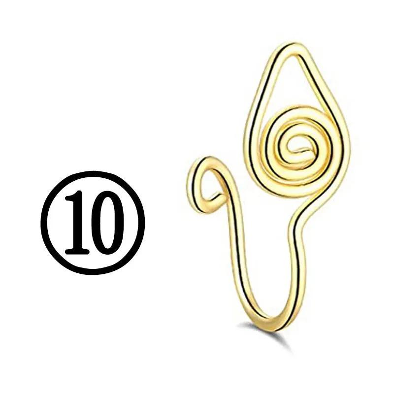 New Twisted Geometric Hollow Stainless Steel Non-hole Fake Nose by Maiden-Art