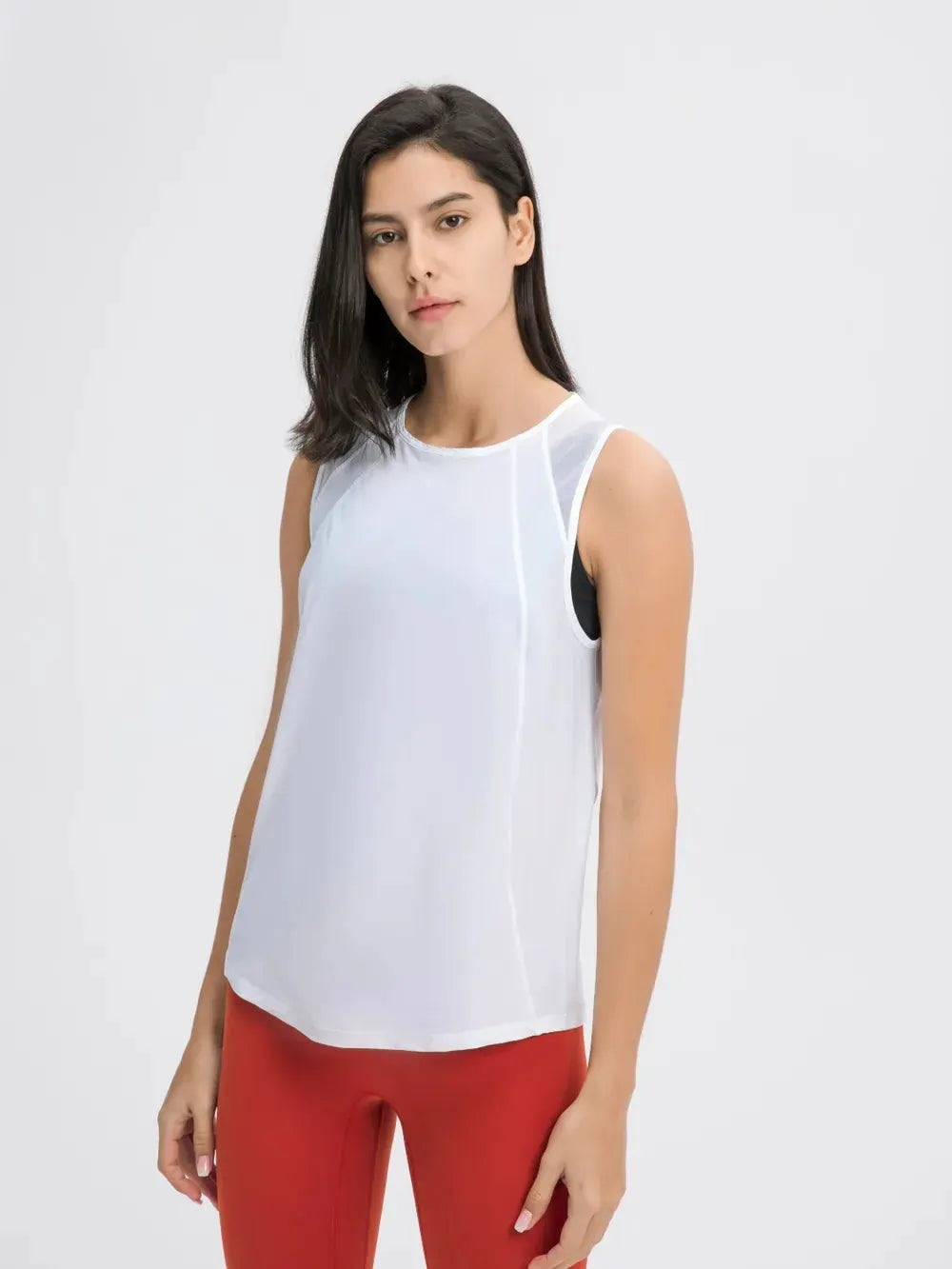 Millennia Cutout Back Round Neck Active Tank by Millennia