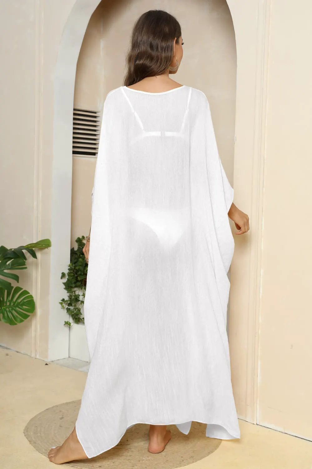 V-Neck Three-Quarter Sleeve Cover-Up by Partner Labels