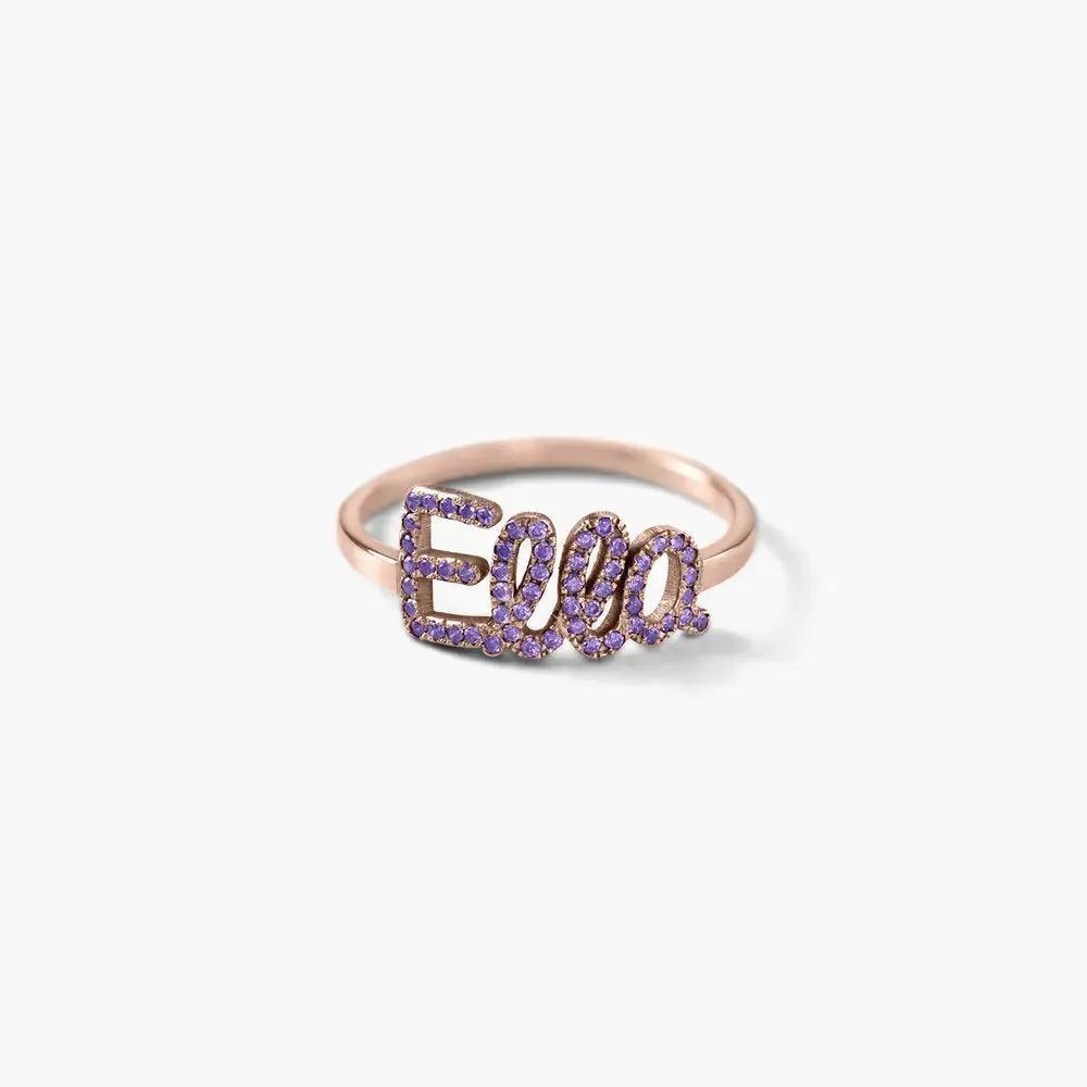 925 Sterling Silver Swarovski Stone Name Ring - Swarovski stone ring by Maiden-Art