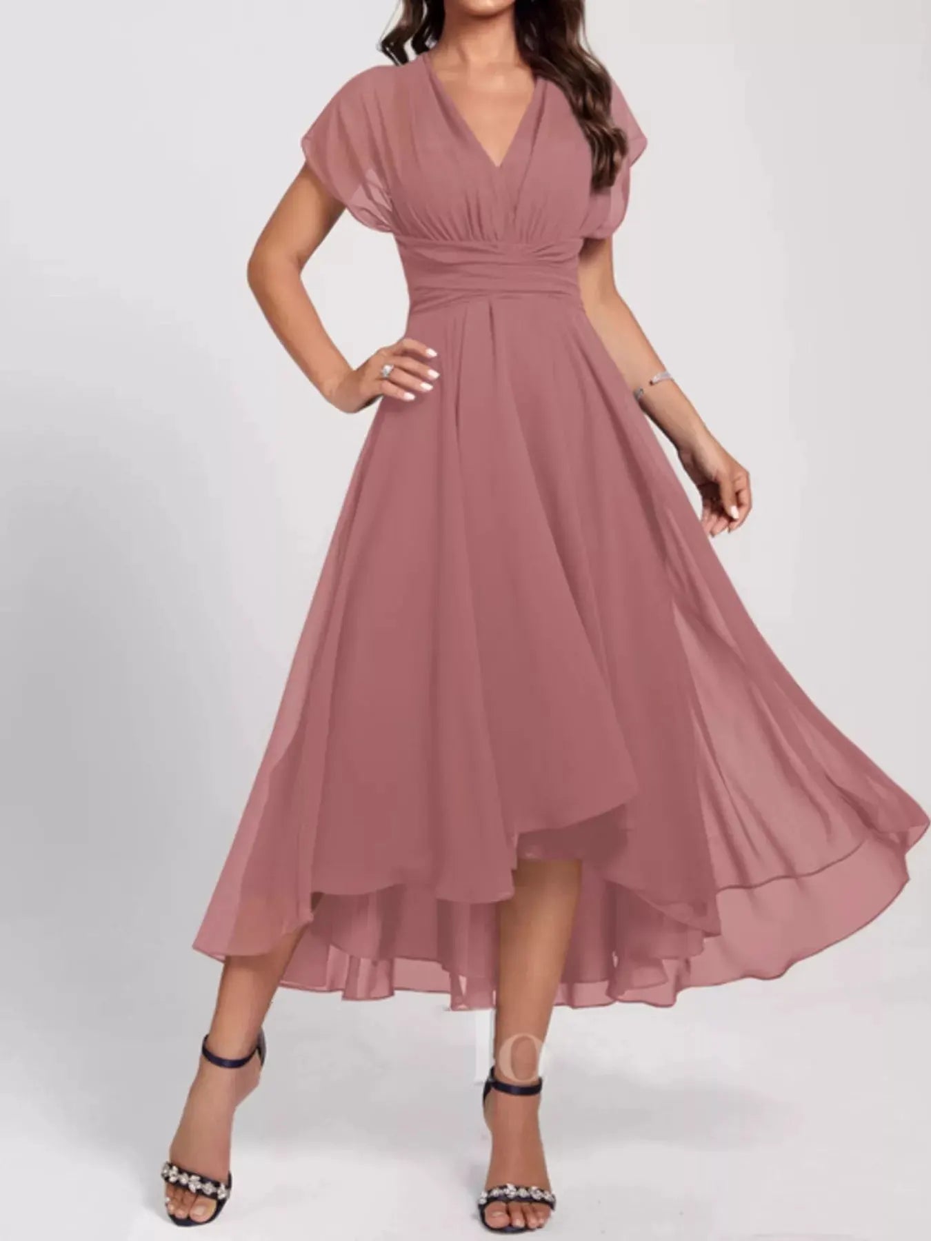Ruched A-Line Midi Dress by Partner Label