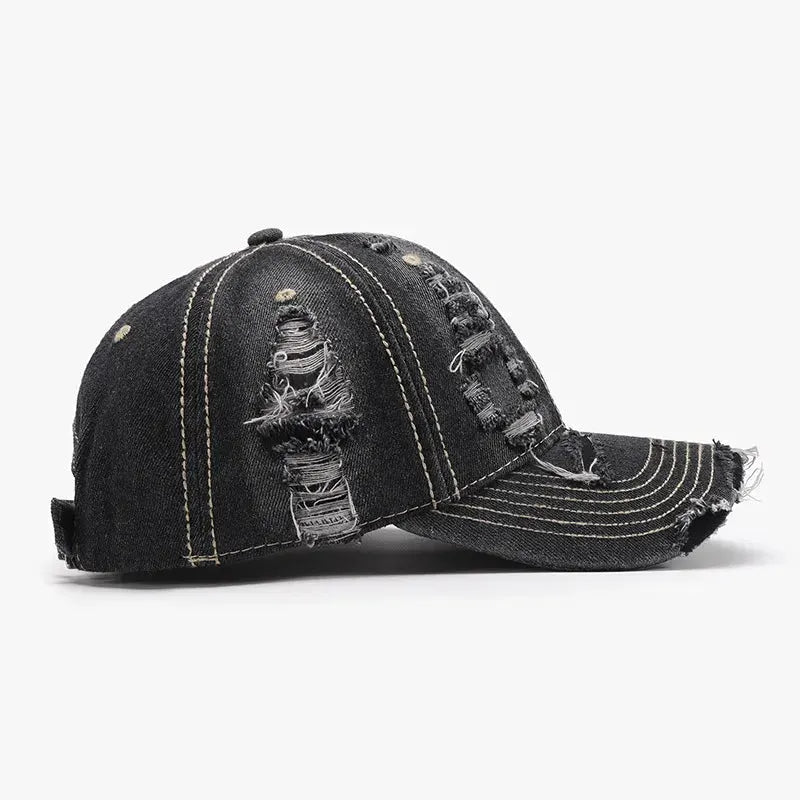 Distressed Adjustable Cotton Baseball Cap by Partner Label