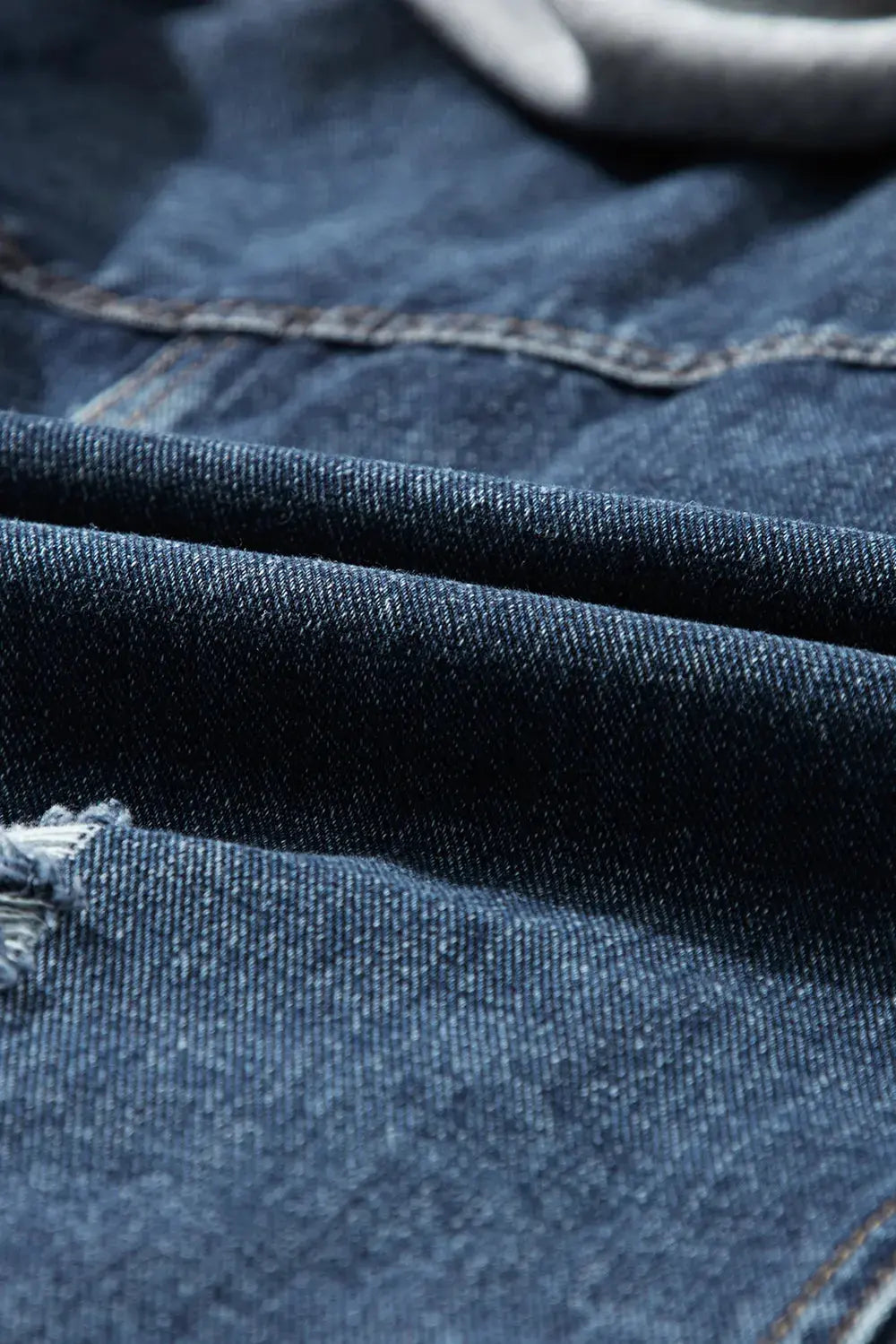 Fake Two-Piece Hooded Zip-Up Denim Jacket by Partner Label