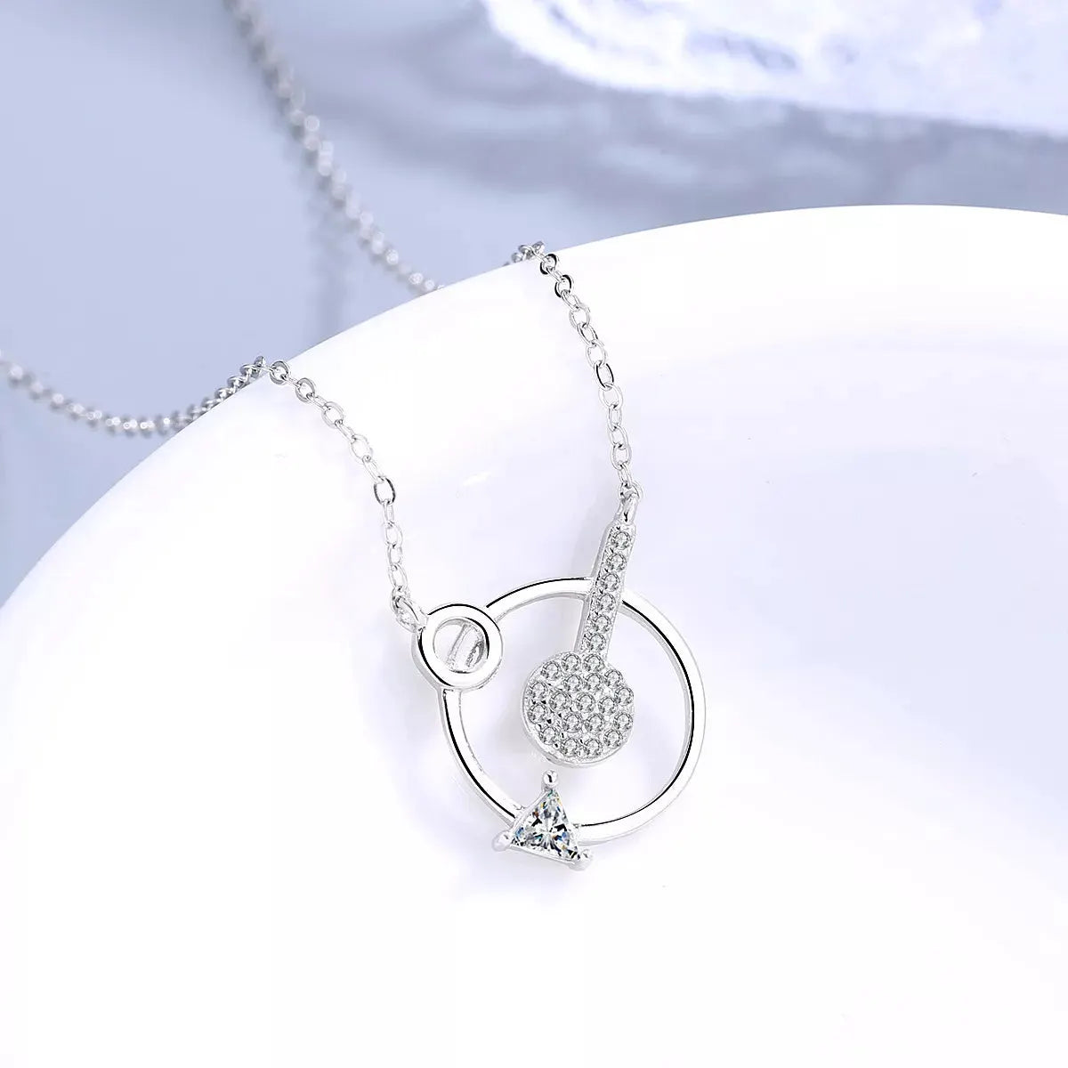 925 Sterling Silver Zircon Geometric Pendant Necklace by Partner Labels