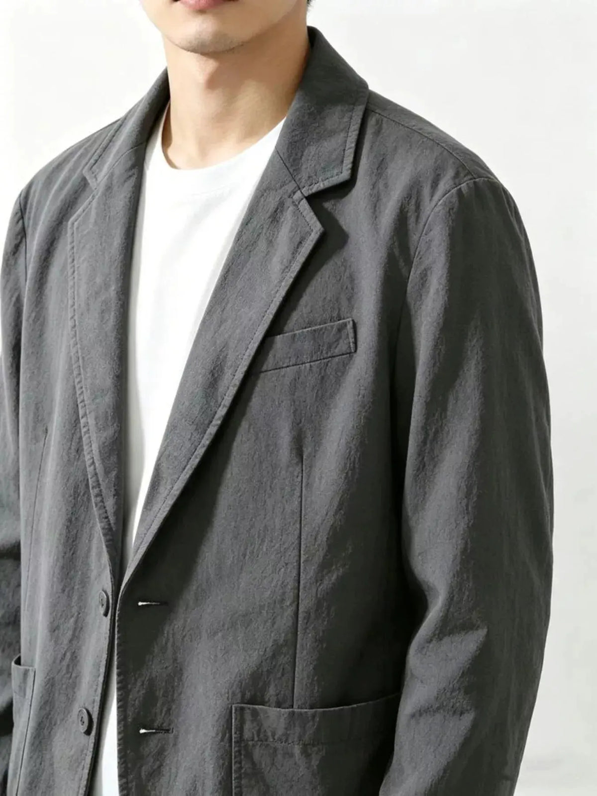 Men's Plus Size Button Up Long Sleeve Blazer by Trendsi