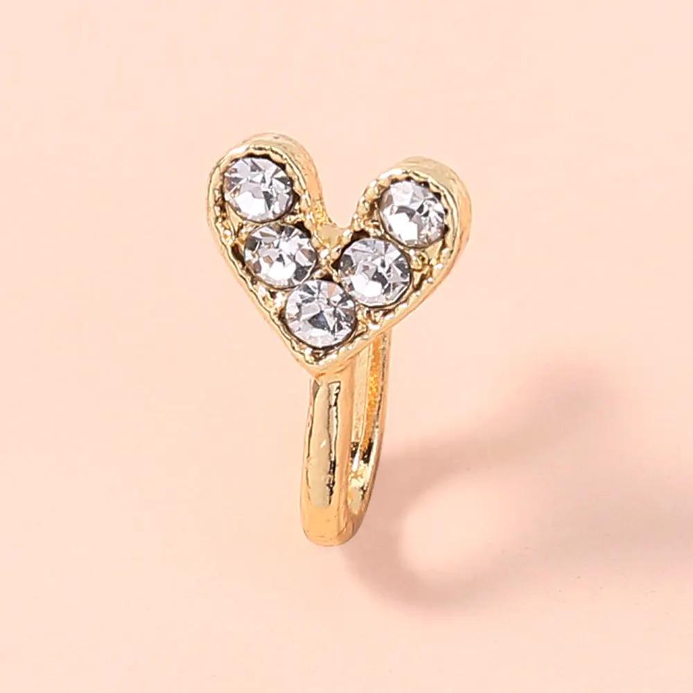 Gold rhinestone nose ring, mini crown rhinestone nose ring, piercing crown nose clip by Maiden-Art