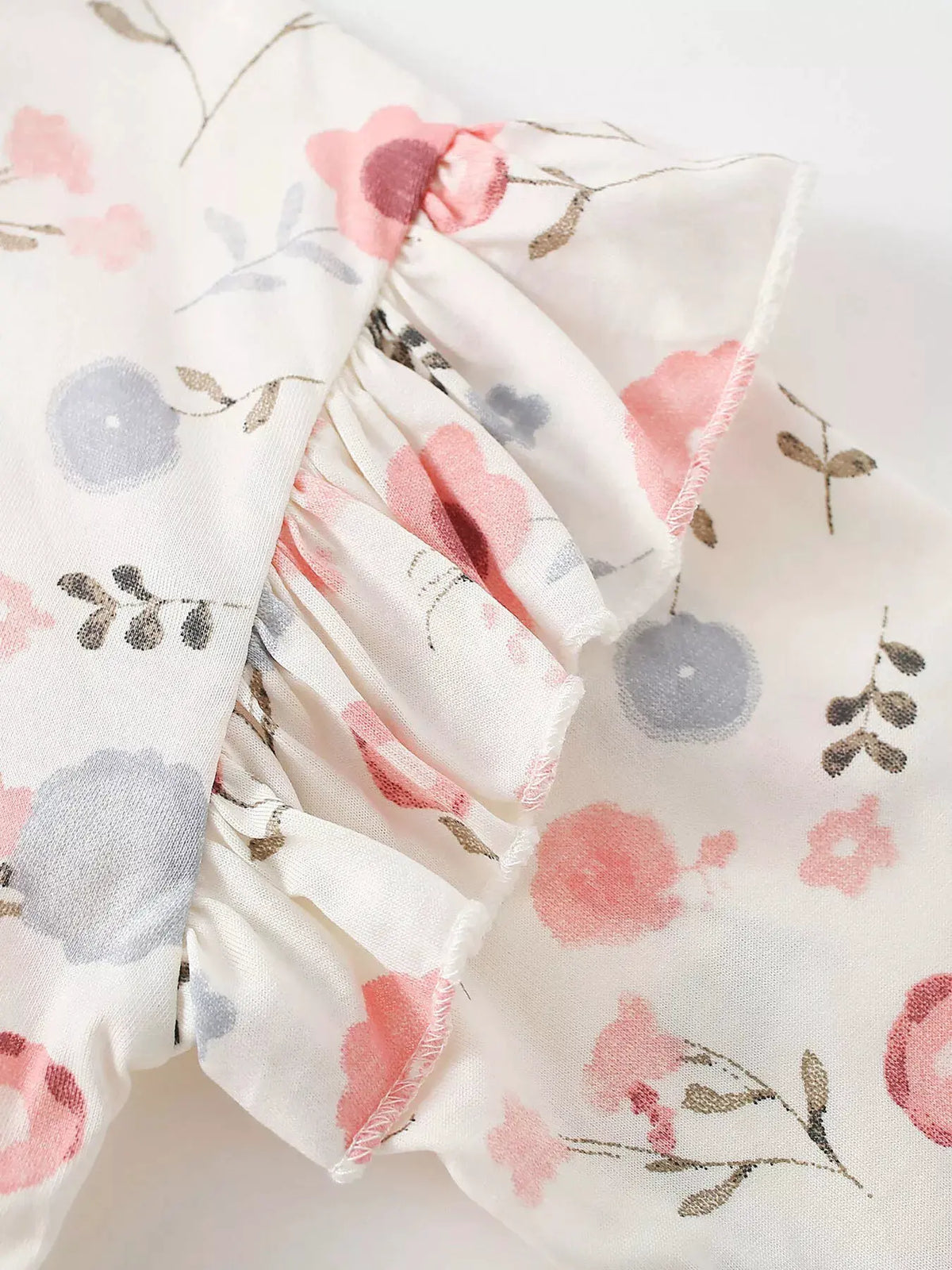 Children's Floral Print Ruffle-Sleeve Crew Neck Sweatshirt by Trendsi