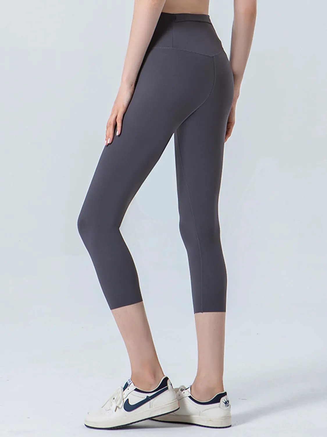 Wide Waistband Cropped Sports Leggings by Partner Label