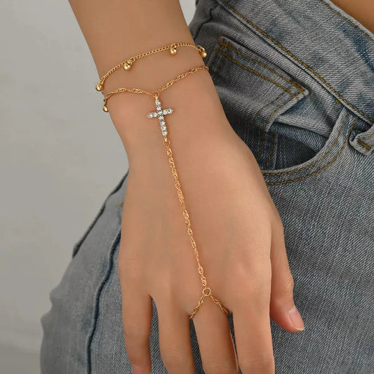 18K Gold-Plated Chain Cross Bracelet by Partner Label