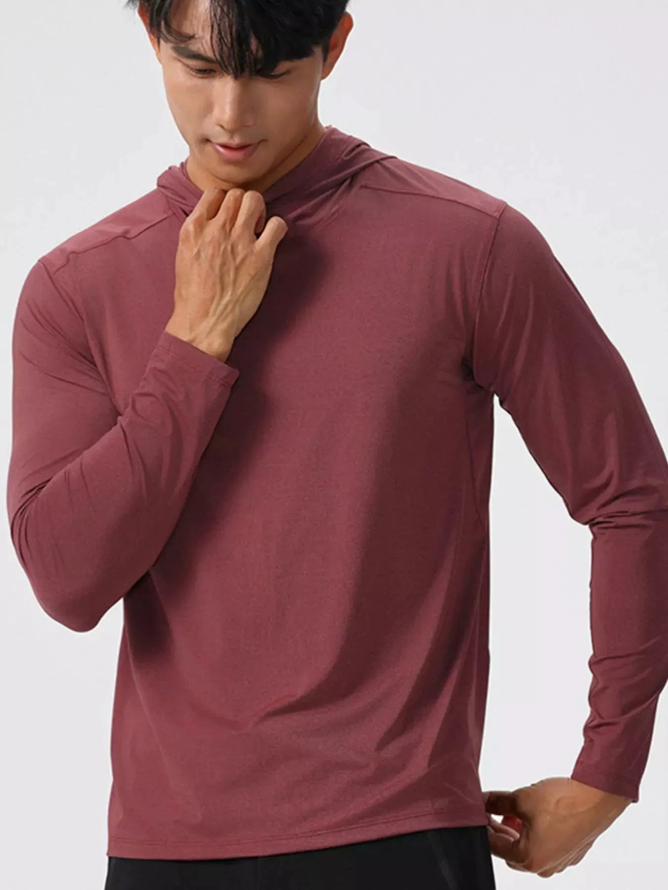 Men's Solid Color Long Sleeve Hoodie by Partner Label