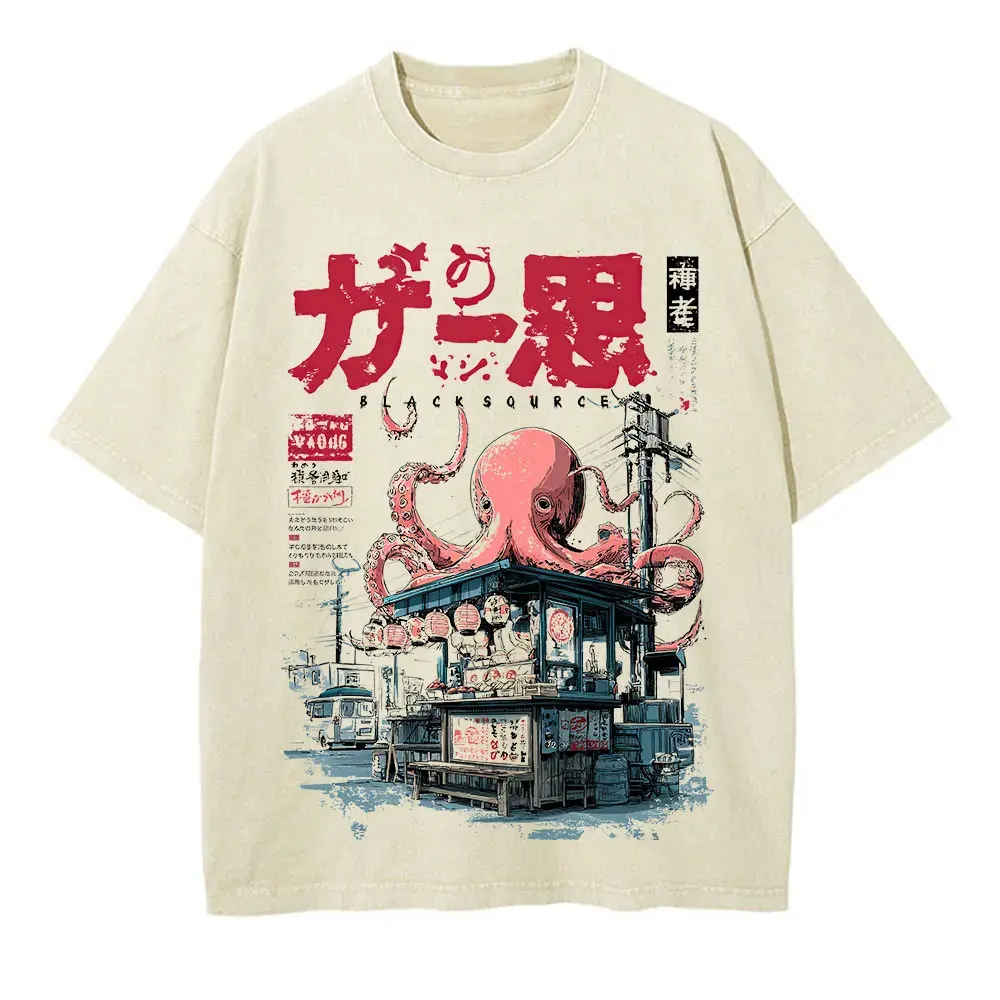 Japanese Takoyaki Graphic T-Shirt Oversized Anime Streetwear Tee by Vimost Shop