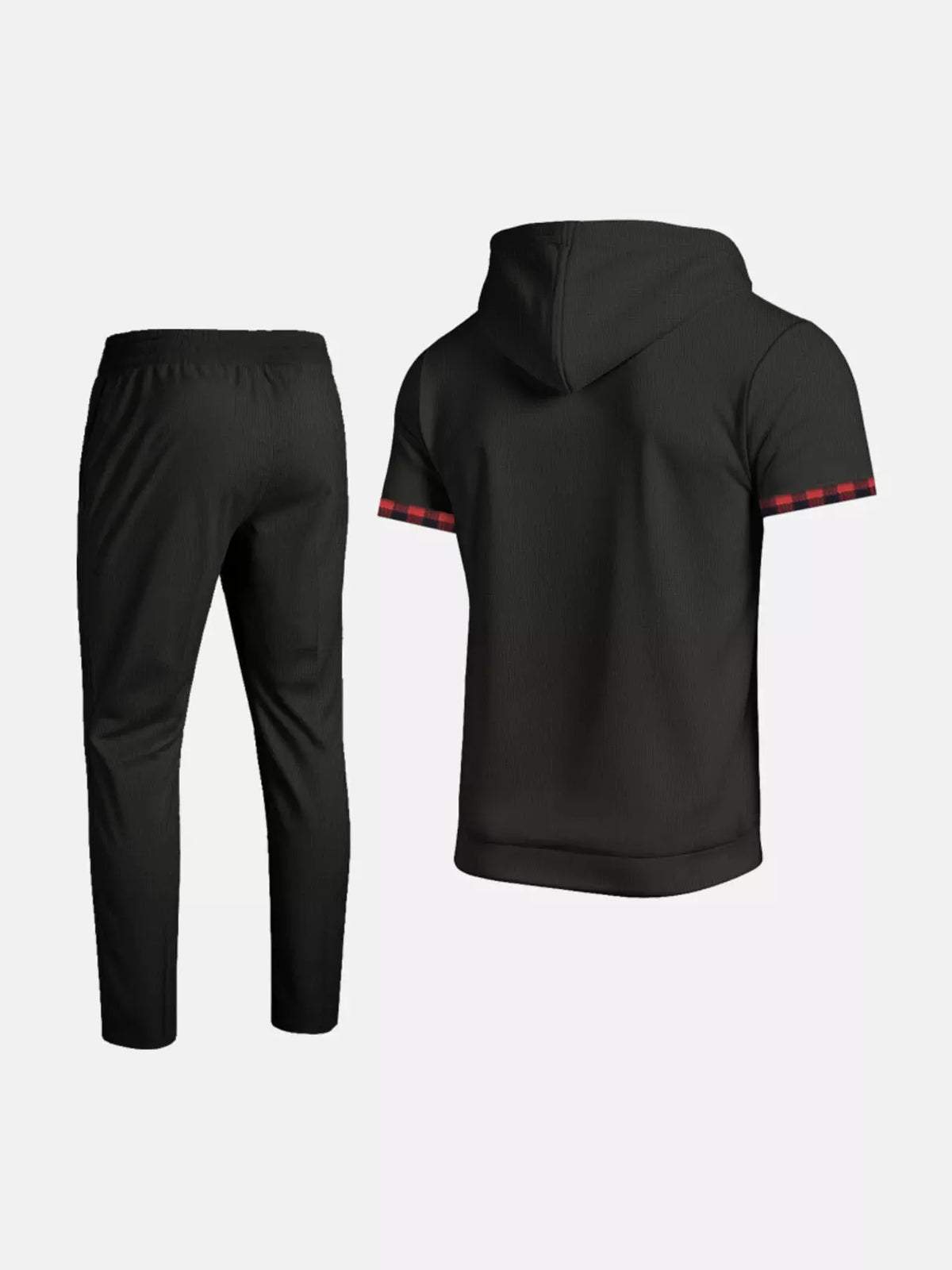 Men's Full Size Casual Short-Sleeve Hoodie and Pants Set Plus Size by Trendsi