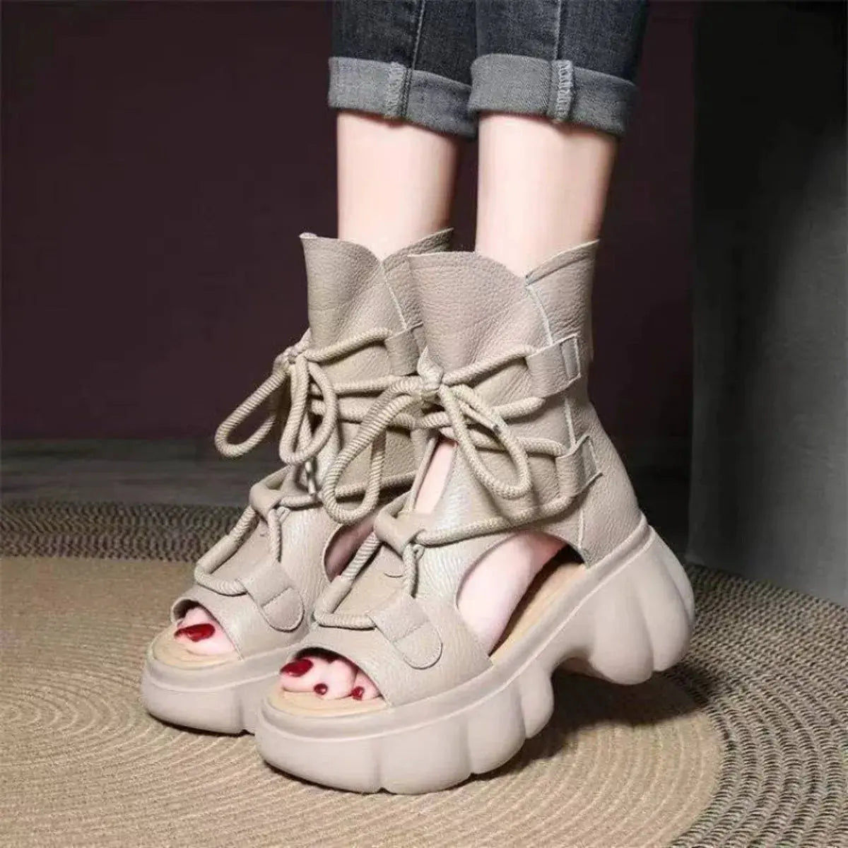 Chunky Platform Lace-Up Sandals by Partner Label