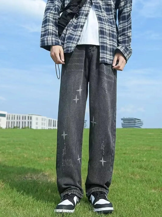 Men's Full Size Distressed Wide Leg Jeans Plus Size by Partner Label