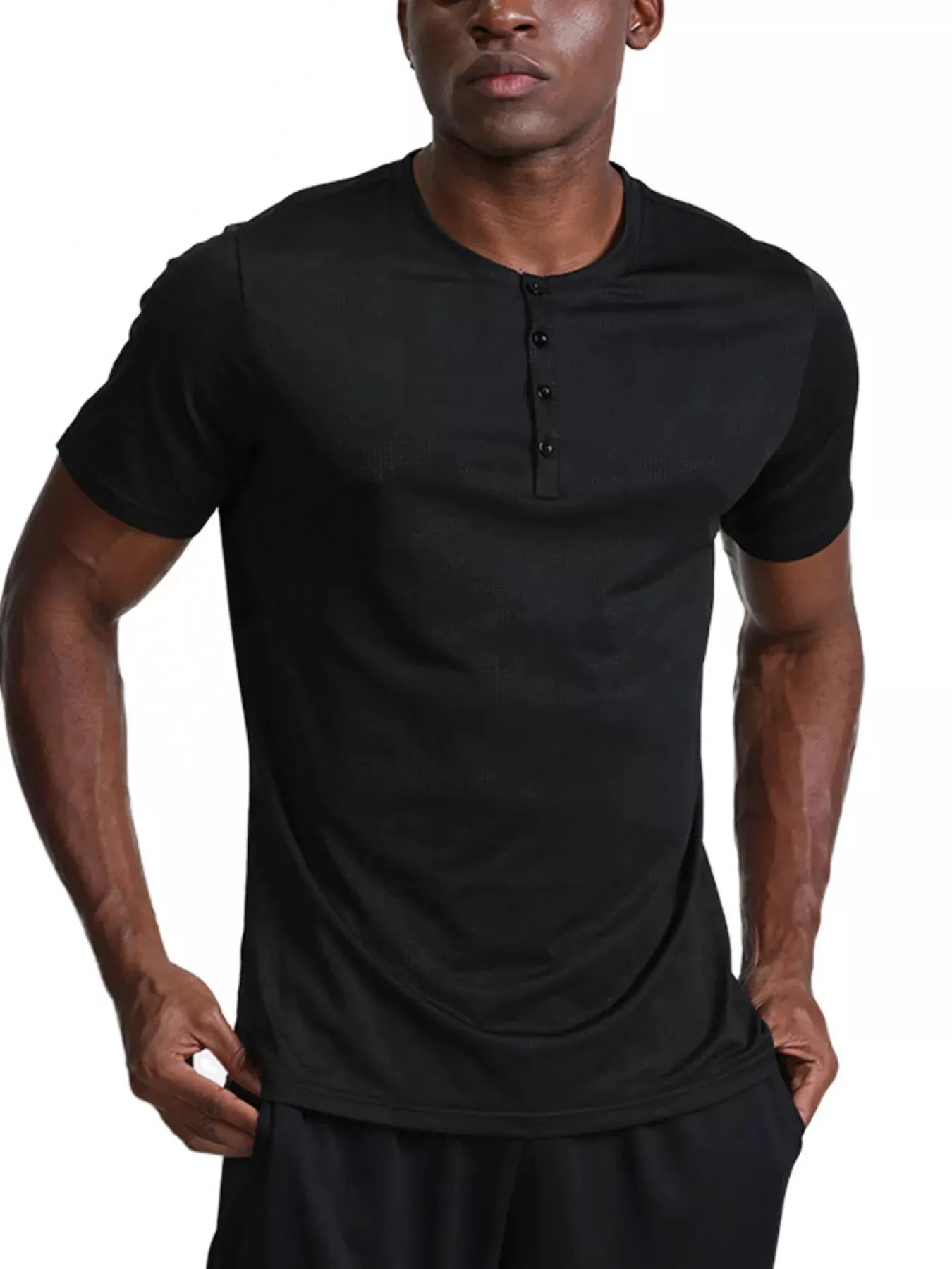 Men's Plus Size Lightweight Henley Active T-Shirt by Partner Label