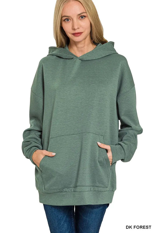 Zenana Oversized Scuba Hoodie with Kangaroo Pocket by Zenana