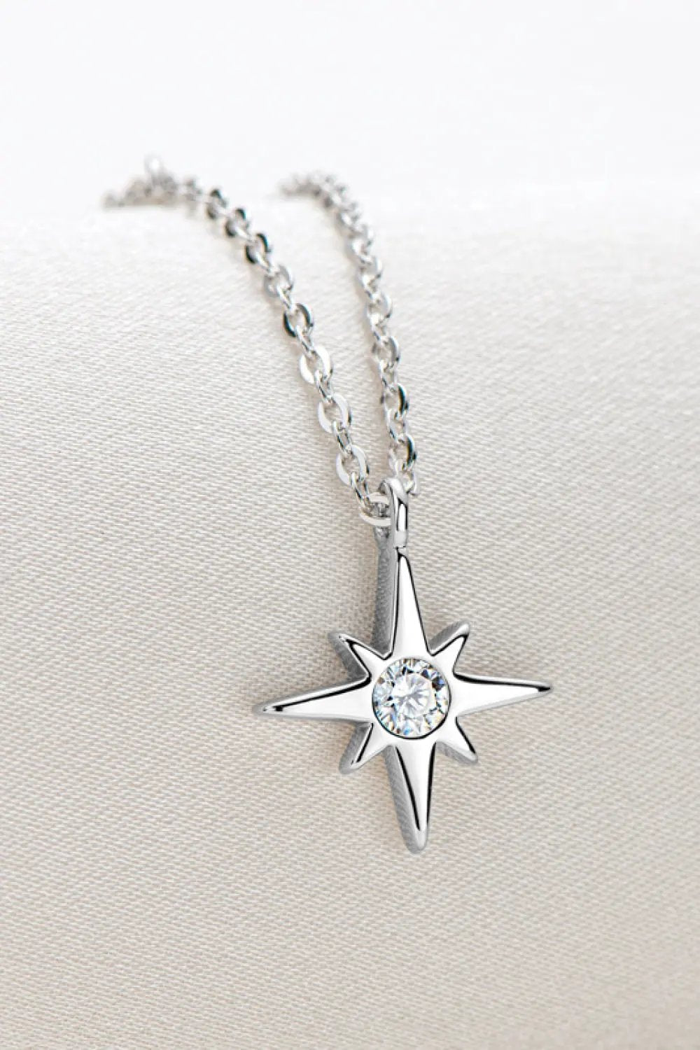Moissanite North Star Pendant 925 Sterling Silver Necklace by Partner Label