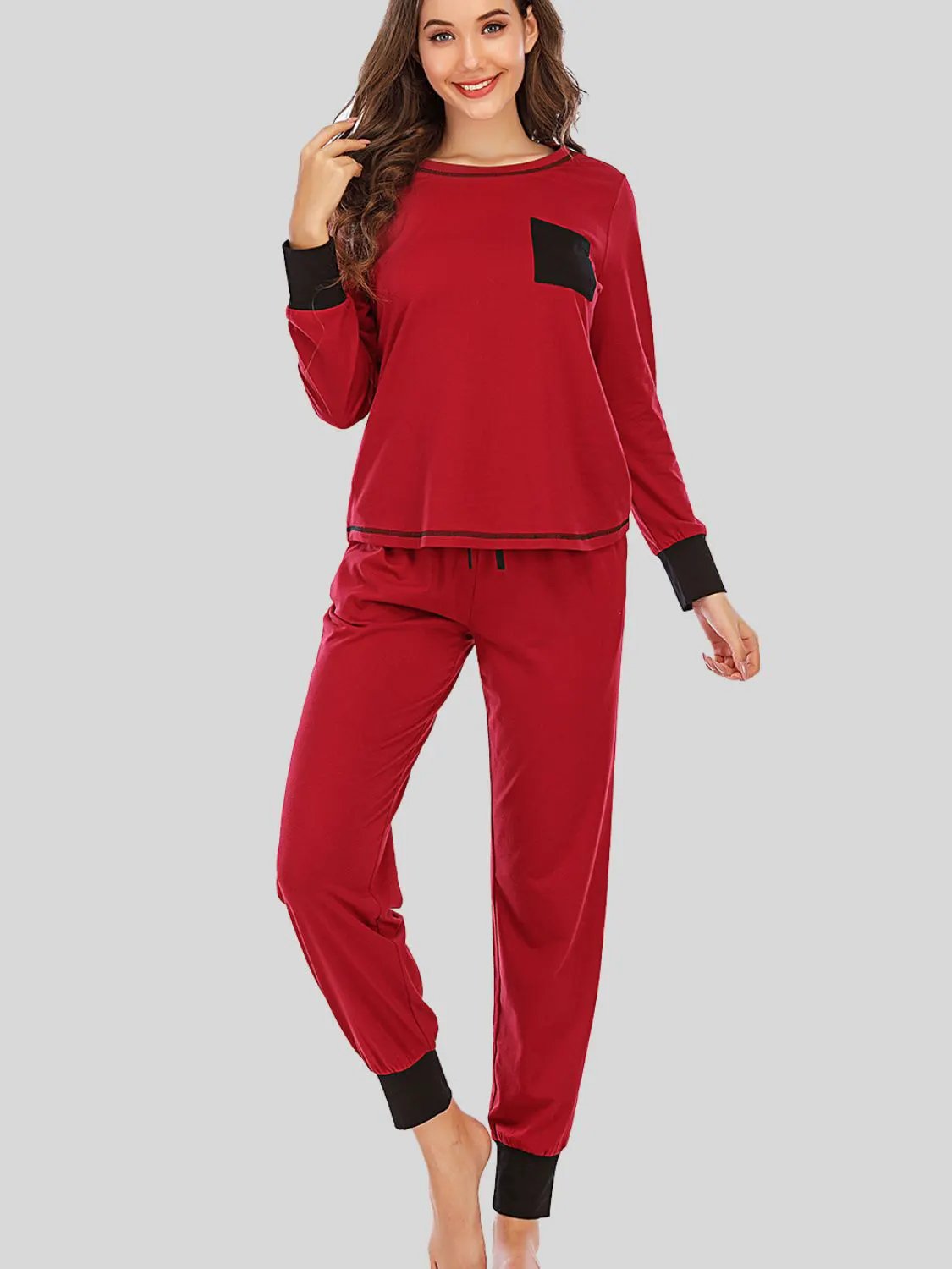 Round Neck Top and Pants Lounge Set by Partner Label