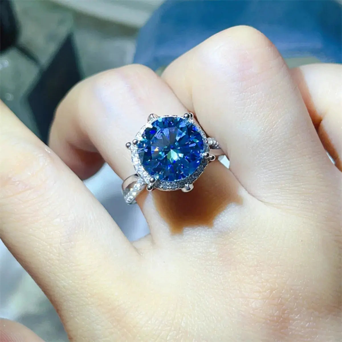 5 Carat Moissanite Halo Engagement Ring by Partner Label