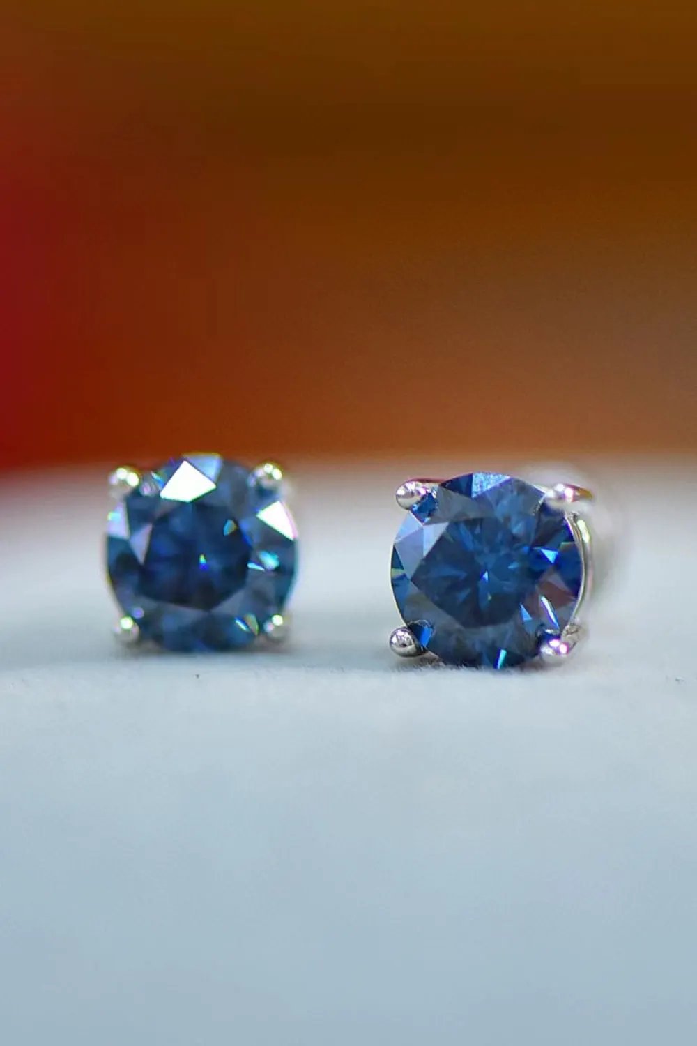 2 Carat Moissanite Four-Prong Platinum-Plated Earrings by Partner Label